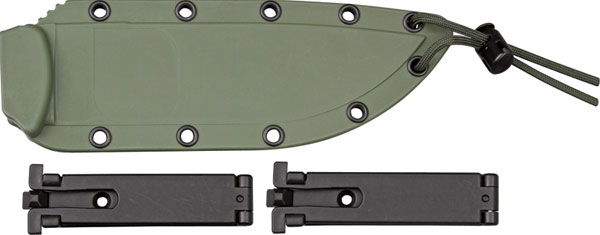 Esee Modell 6, glatte Schneide, schwarz mit natogrüner Scheide