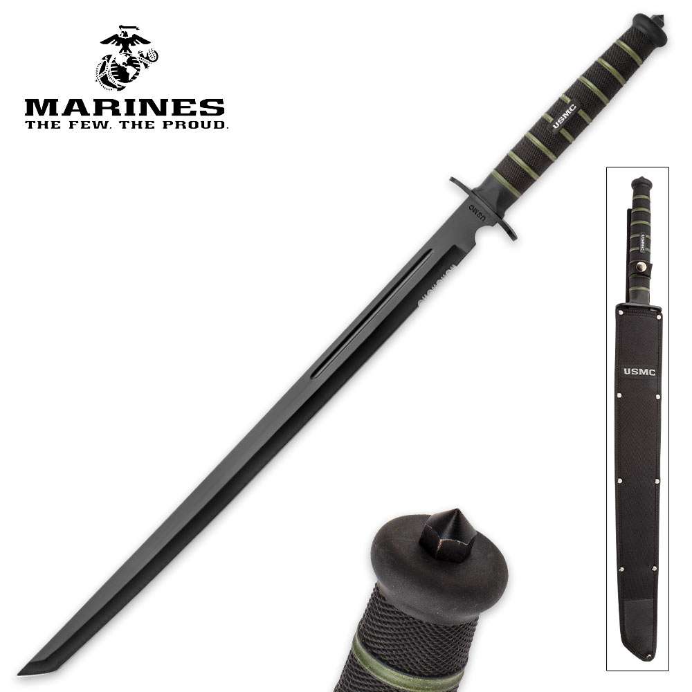 USMC Blackout Combat Tanto mit Nylonscheide
