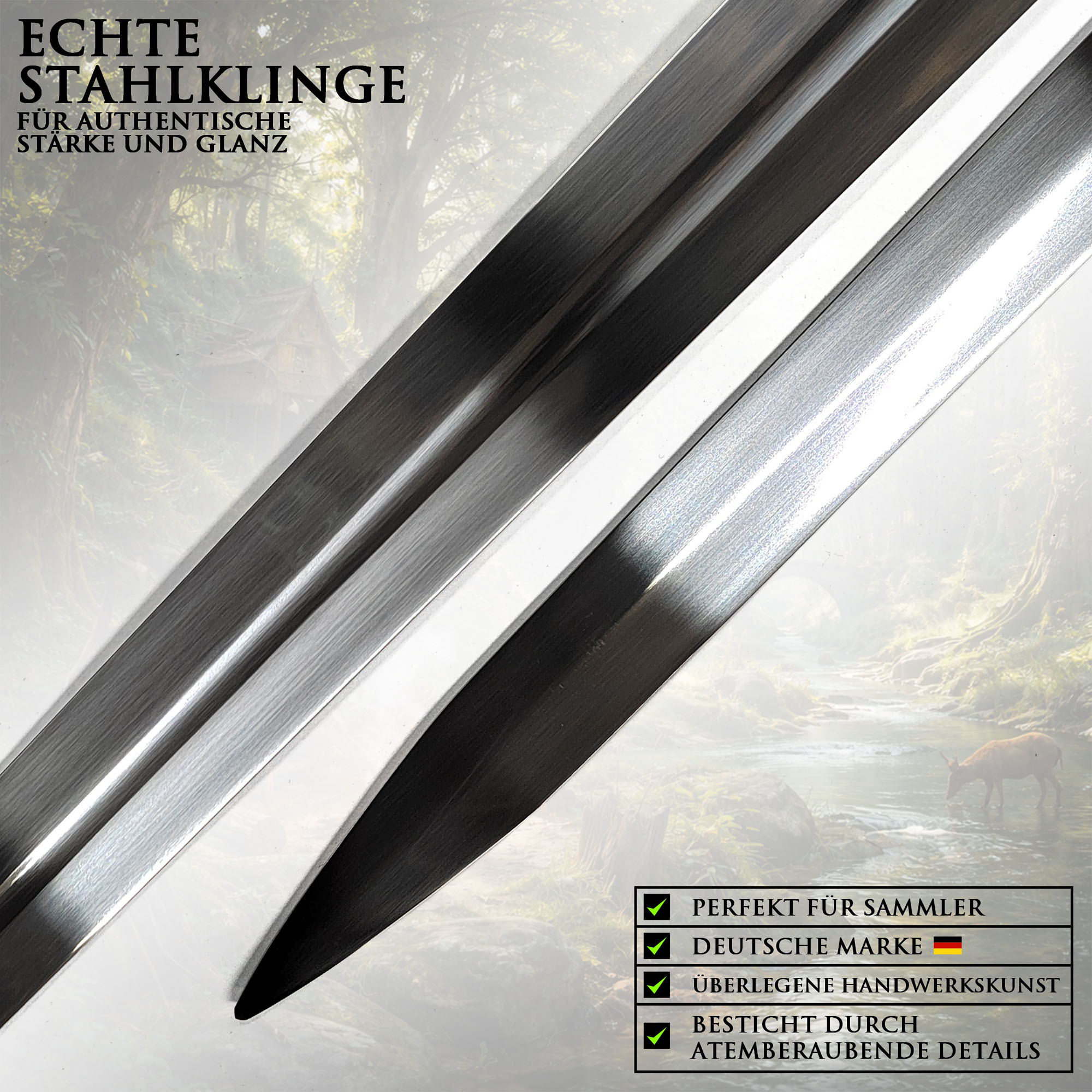 Robin Hood Schwert 114cm | Mittelalter Filmschwert aus Stahl mit Holzgriff & Wandhalter | Prinz der Diebe Replik | Kostümwaffe & Deko für Sammler