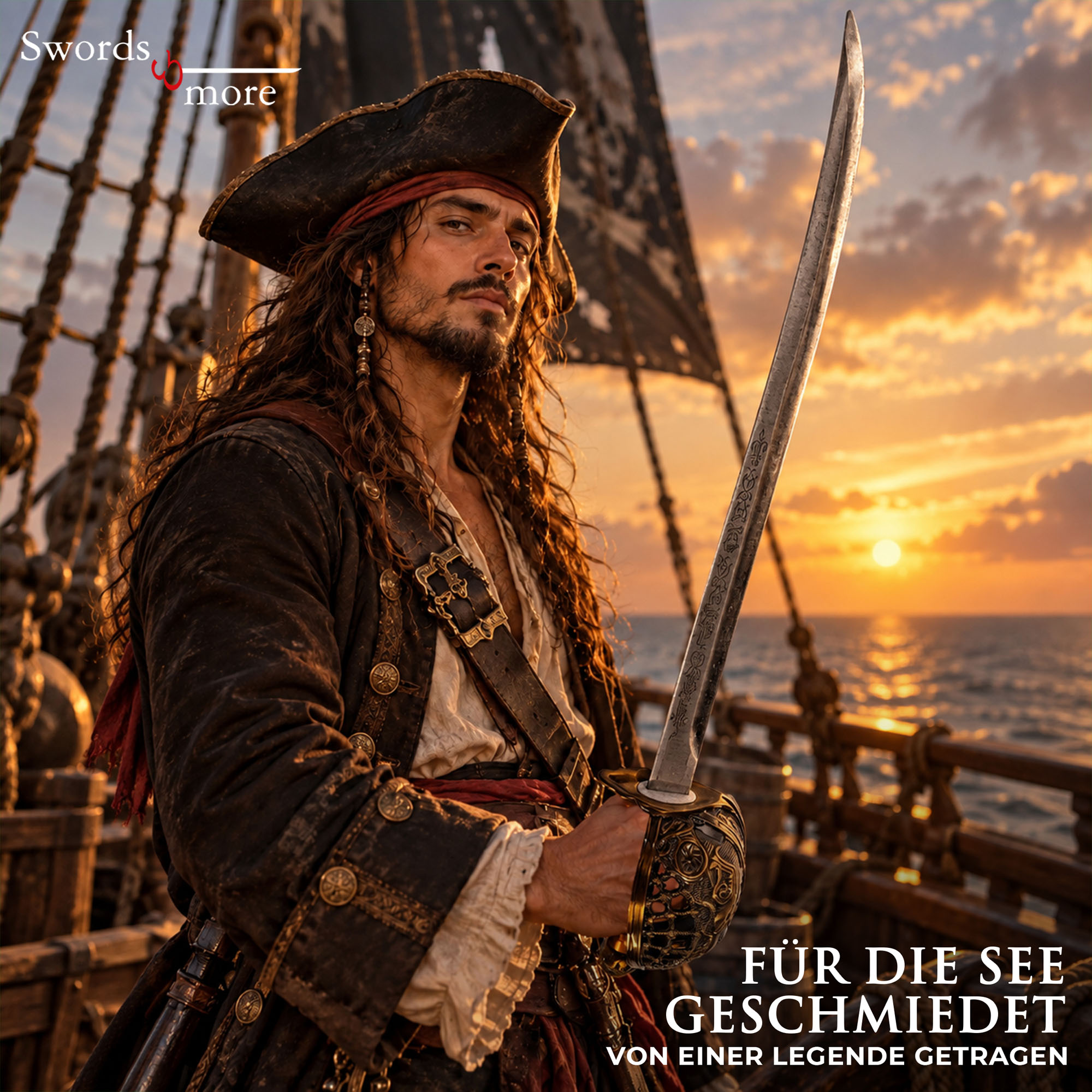 Fluch der Karibik Jack Sparrow Piratensäbel Stahl Replik Inkl Scheide 78 cm