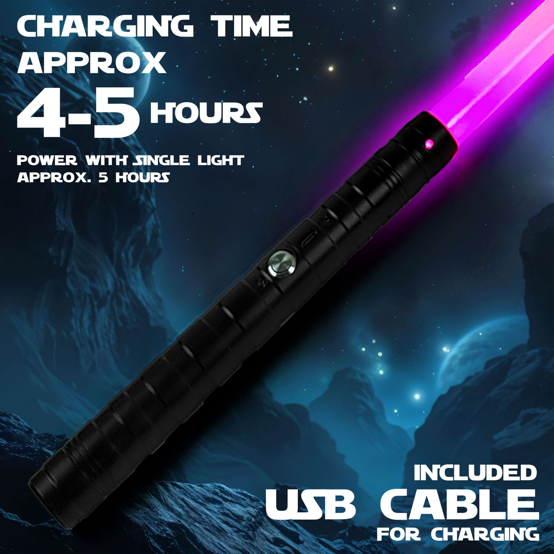2er Set Galactic Shadow Lichtschwert Cosplay LED FX Sound Akku Replik 99 cm