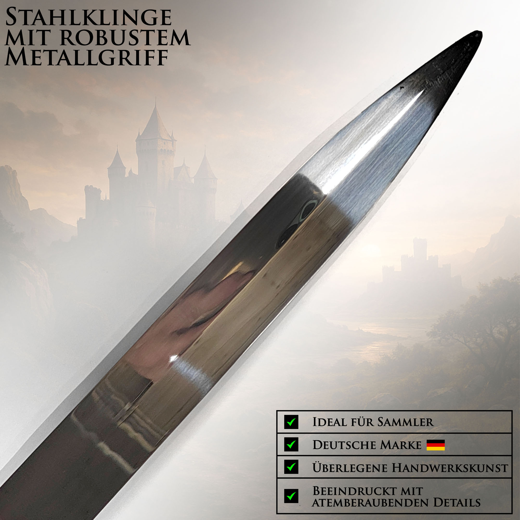 Game of Thrones Schwert von Robb Stark 101cm | Replik des Königs des Nordens mit Wandhalterung | Haus Stark Deko Waffe | GoT Sammlerschwert