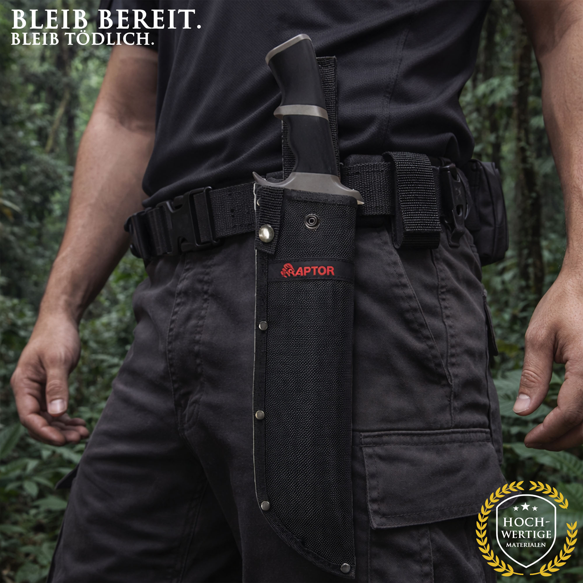 Predator Machete 52 cm mit Scheide – Dutch Schaeffer Messer Replik aus Predator Film – Edelstahl Klinge Outdoor Machete Sammlerstück Cosplay