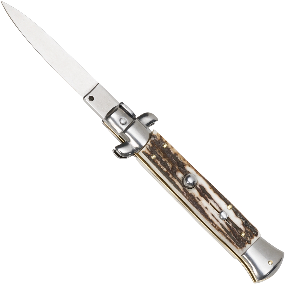 Stiletto Springmesser Griff Hirschhorn
