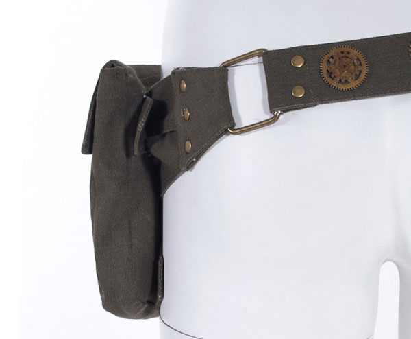 Steampunk Tasche mit Gürtel, grün