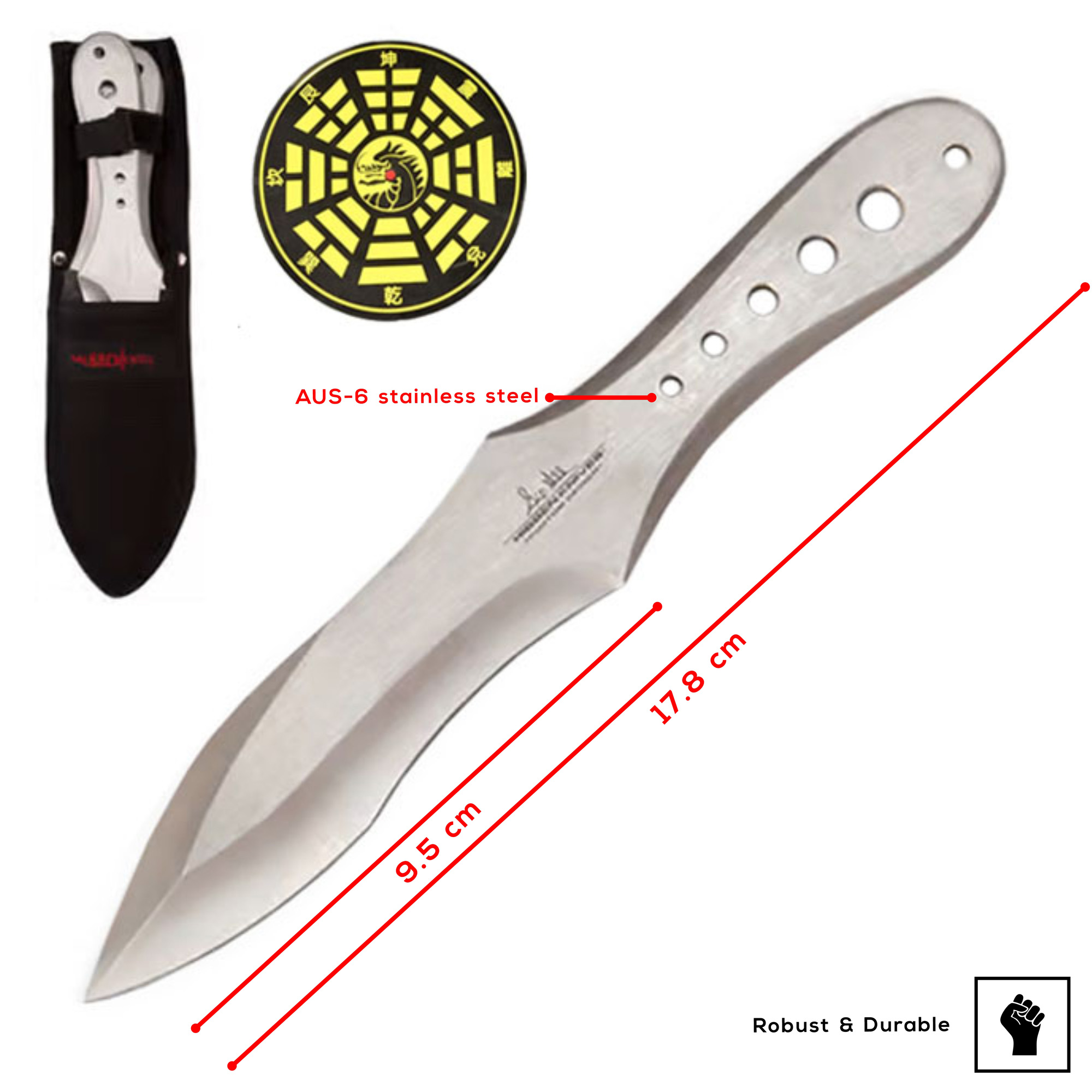 Gil Hibben Genx Pro Wurfmesser 3er Set mit Zielscheibe