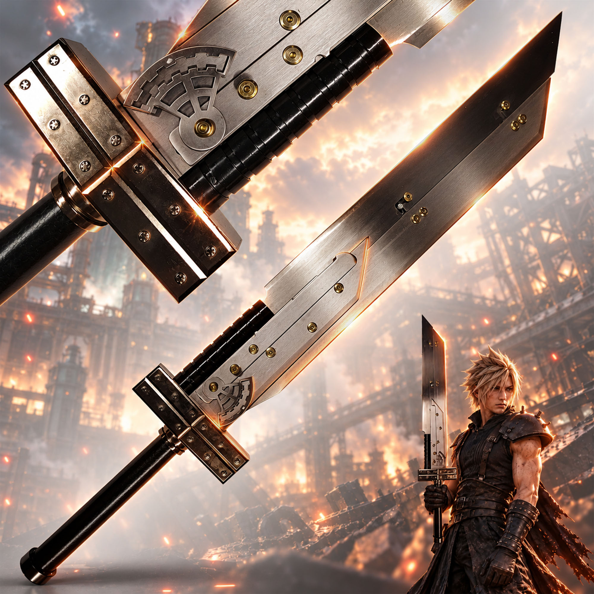 Final Fantasy Buster Schwert 6 In 1 Stahl Replika Cosplay Deko Waffe 110 cm