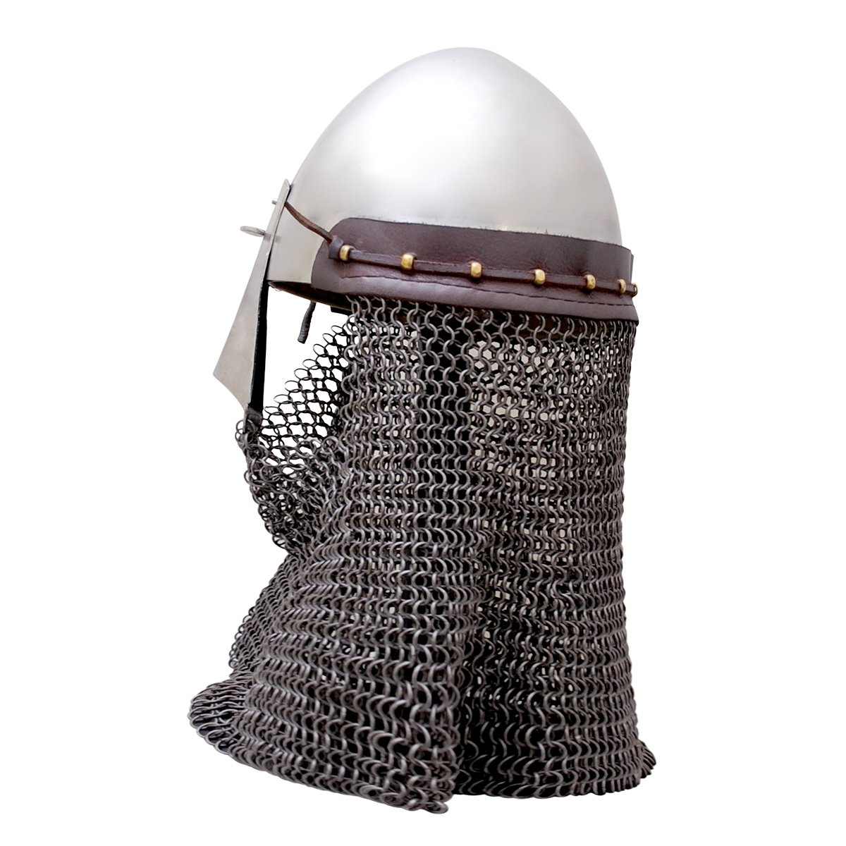Frühe Beckenhaube mit abnehmbarem Nasal und Brünne – 14. Jahrhundert, Größe L