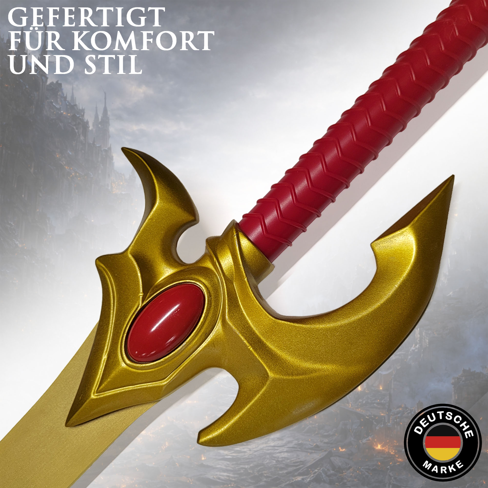 Solo Leveling Cha Hae-In Schwert Gold Edition 117,5 cm – Anime Katana Replik mit Scheide – Edelstahl Klinge Goldfinish Cosplay Deko Sammlerstück