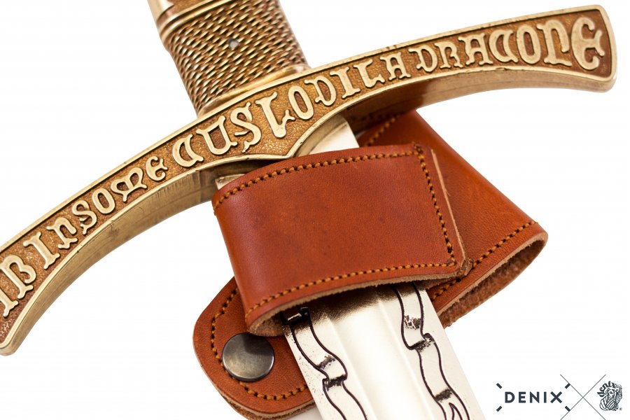 Schwerthalter aus hellem Leder 