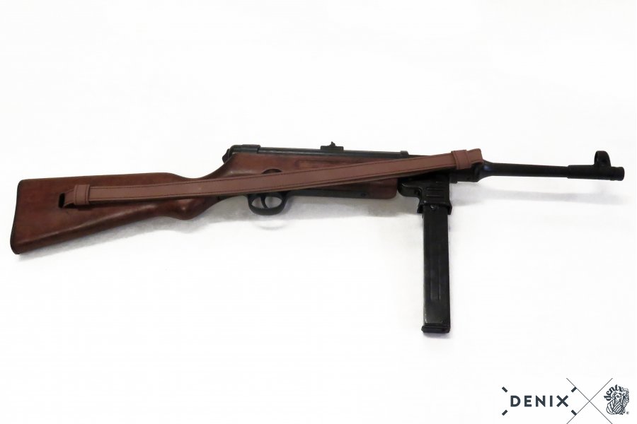 Deutsche MP 41 „Schmeisser“ mit Gurt aus Metall, Holzschaft, 9 mm, 2.WK