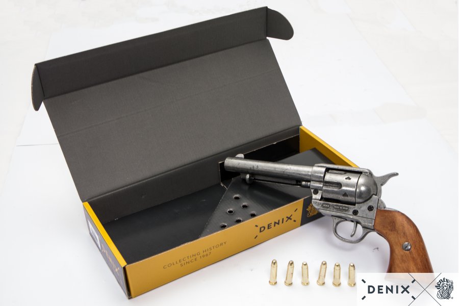 45er Colt Peacemaker grau mit 6 Patronen