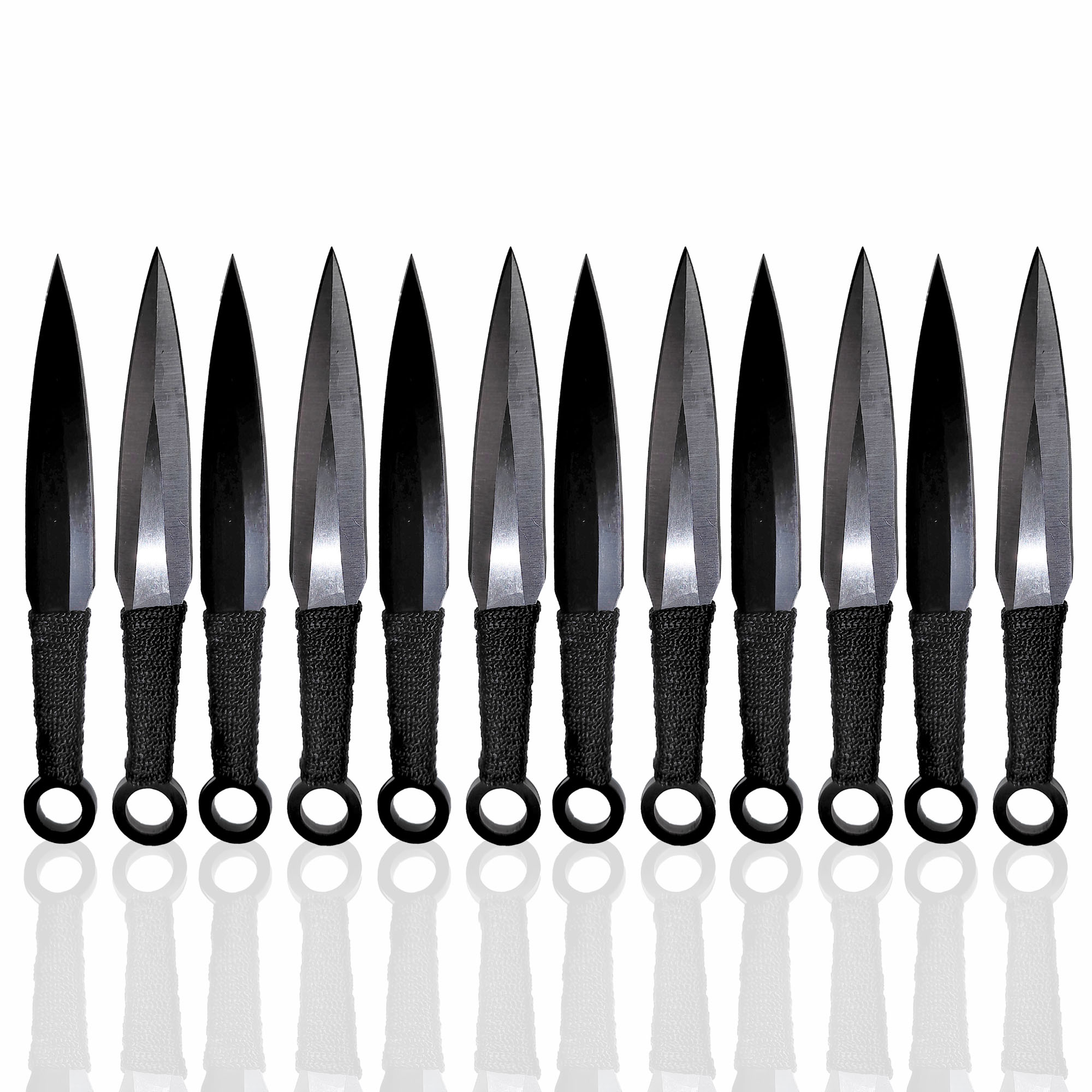 12 Schwarze und Silberne Wurfmesser mit Scheide, Edelstahl-Kunai