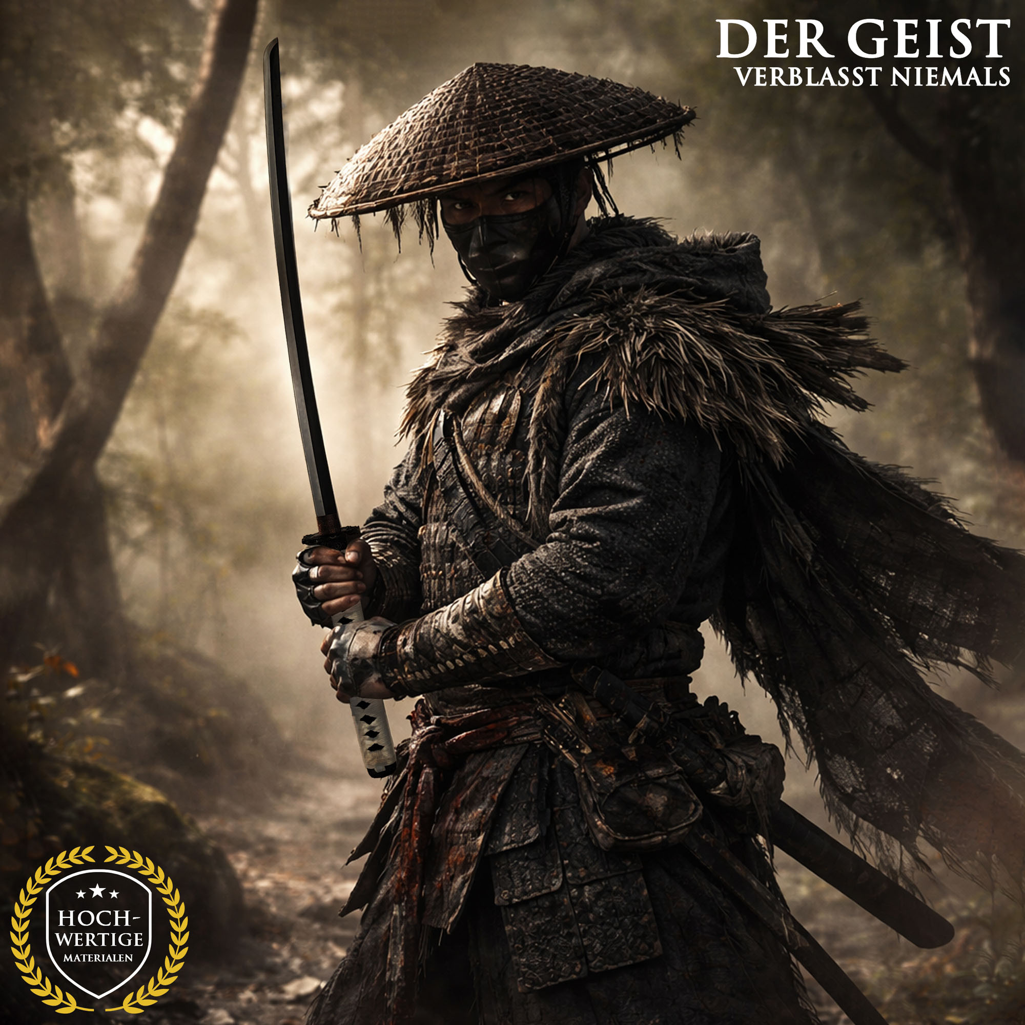 Ghost of Tsushima Jin Sakai Katana mit Scheide und Ständer – Samurai Schwert Replik 103 cm – Carbonstahl Klinge – Deko Katana aus dem Action Adventure