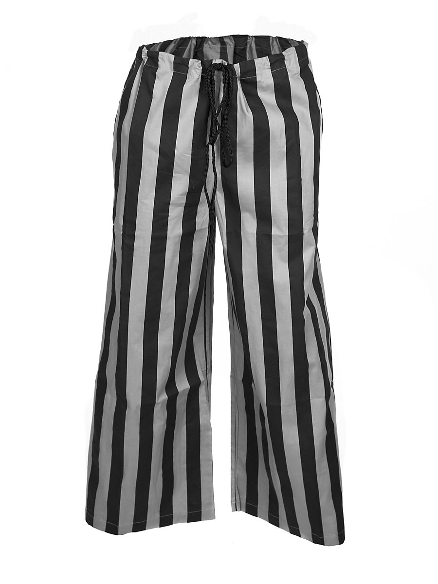 Gestreifte Piratenhose grau-schwarz, Größe L/XL