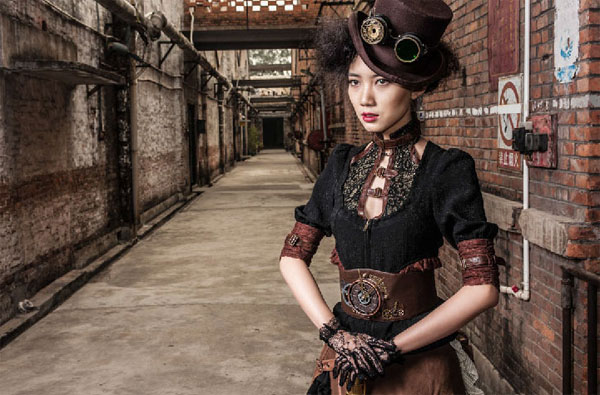 Steampunk Gürtel mit Uhr braun