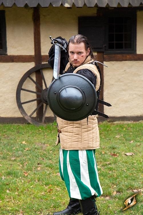Fechtschild, dunkles Metall - LARP