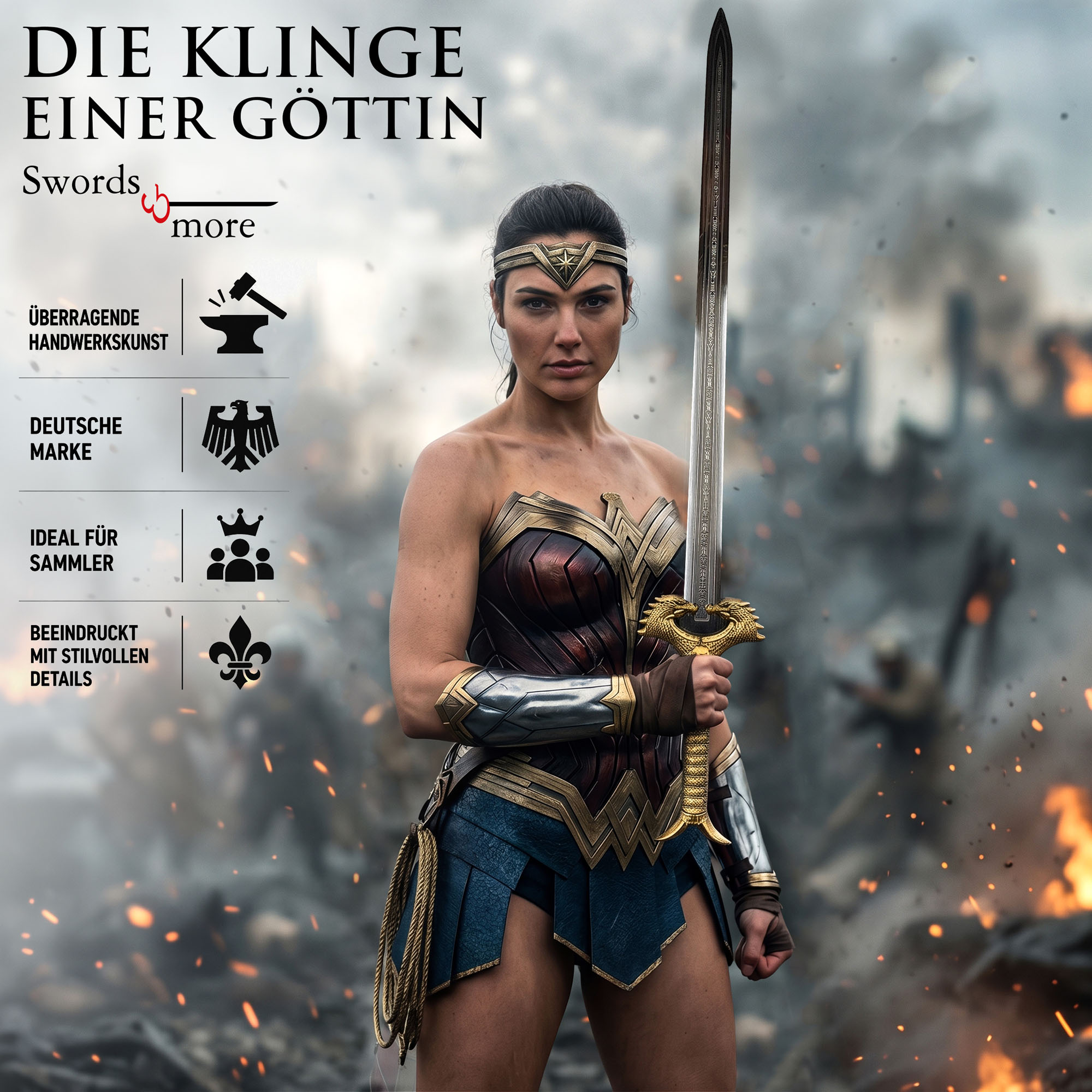 Wonder Woman God Killer Schwert: Amazonen Replik aus Edelstahl mit Scheide