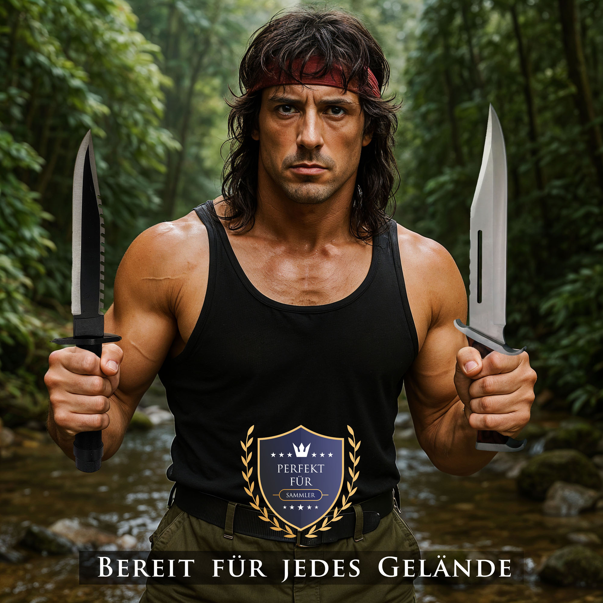 Rambo Messer Set – First Blood II & Rambo III | Legendäres Film-Messer-Bundle mit Lederscheiden