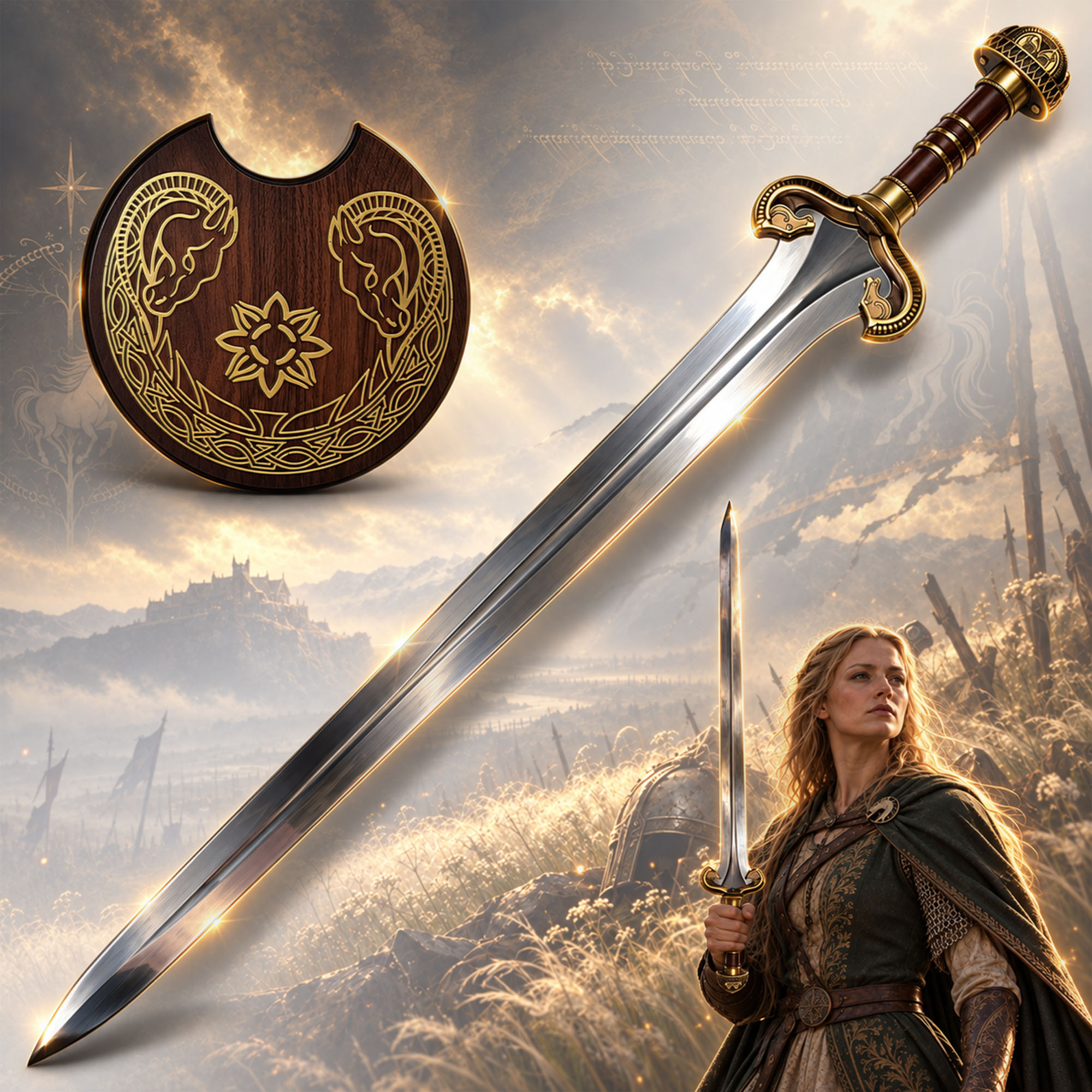 Herr der Ringe Éowyn Schwert Replik Aus Stahl Inklusive Wandhalterung 96 cm