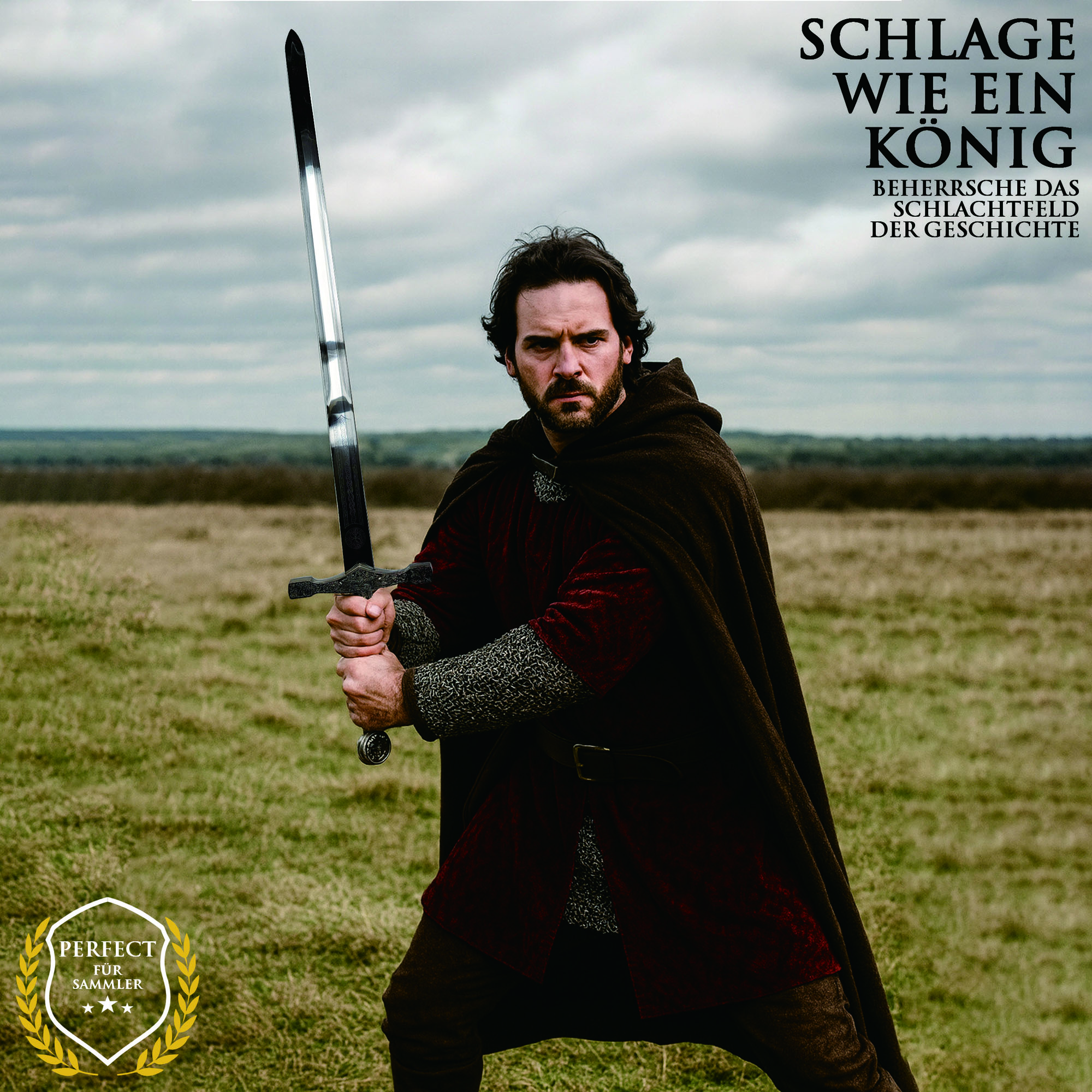 König Artus Schwert Excalibur 114cm | Massive Mittelalter Replik mit Stahlklinge & Holzgriff | Legendäres Ritter-Schwert mit Wandhalterung | Deko Sammlerstück