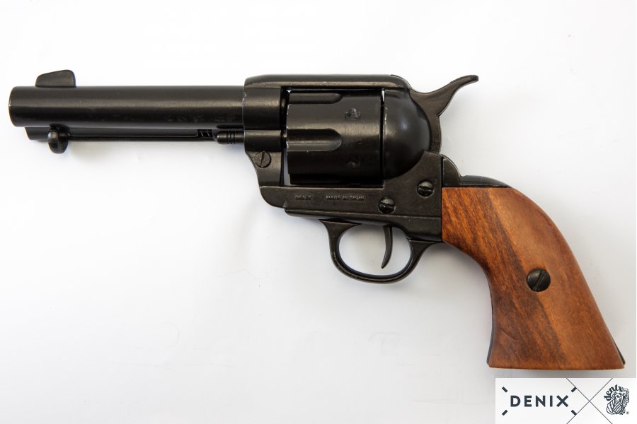 45er Colt Peacemaker schwarz mit Holzgriff