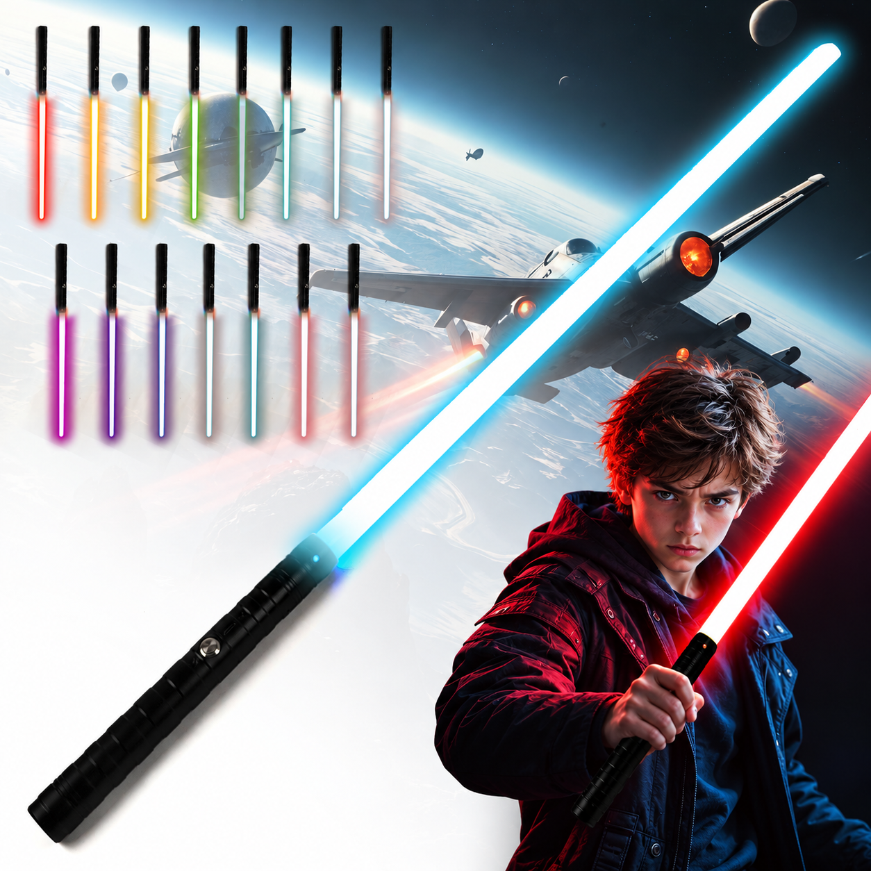 Galactic Shadow Lichtschwert Cosplay Replik LED FX Soundeffekten Akku 99 cm Kopie