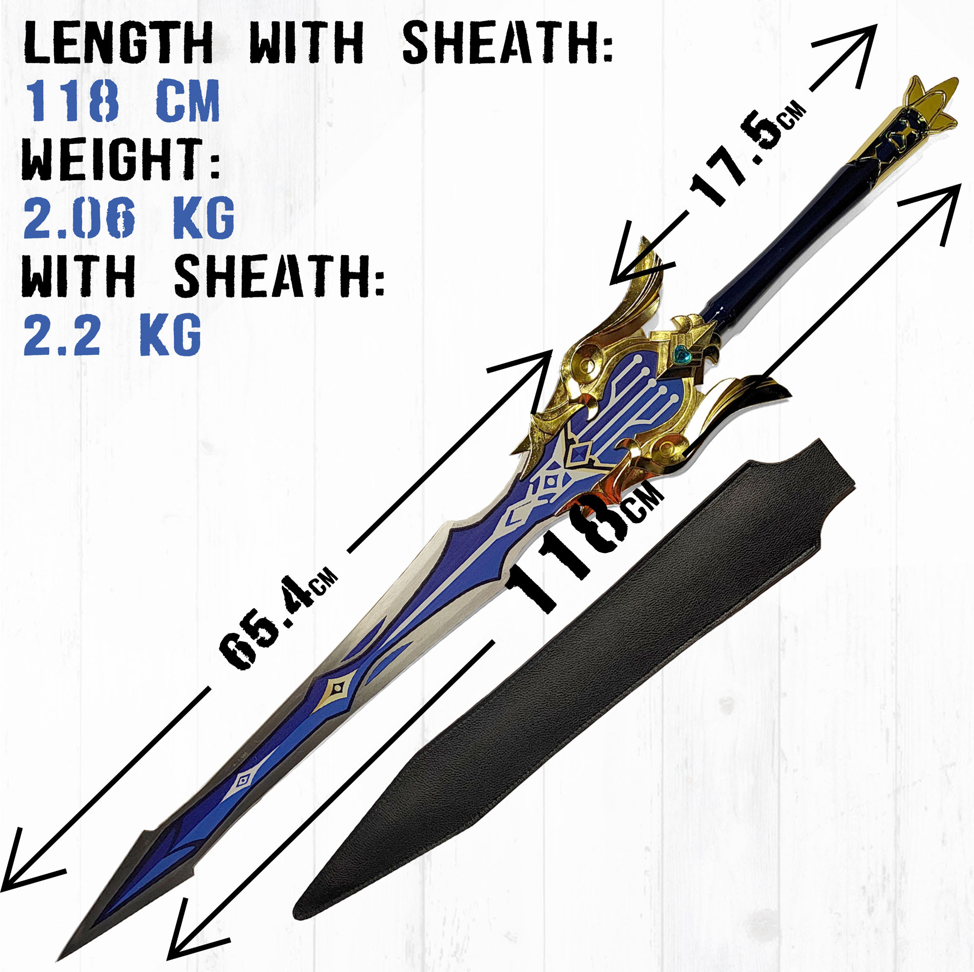 Genshin Impact - Song of Broken Pines Schwert, Genshin Impact Cosplay, Katana Schwert echt Samurai Schwert aus Stahl, Dekoration für einen Sammler oder als Geschenk