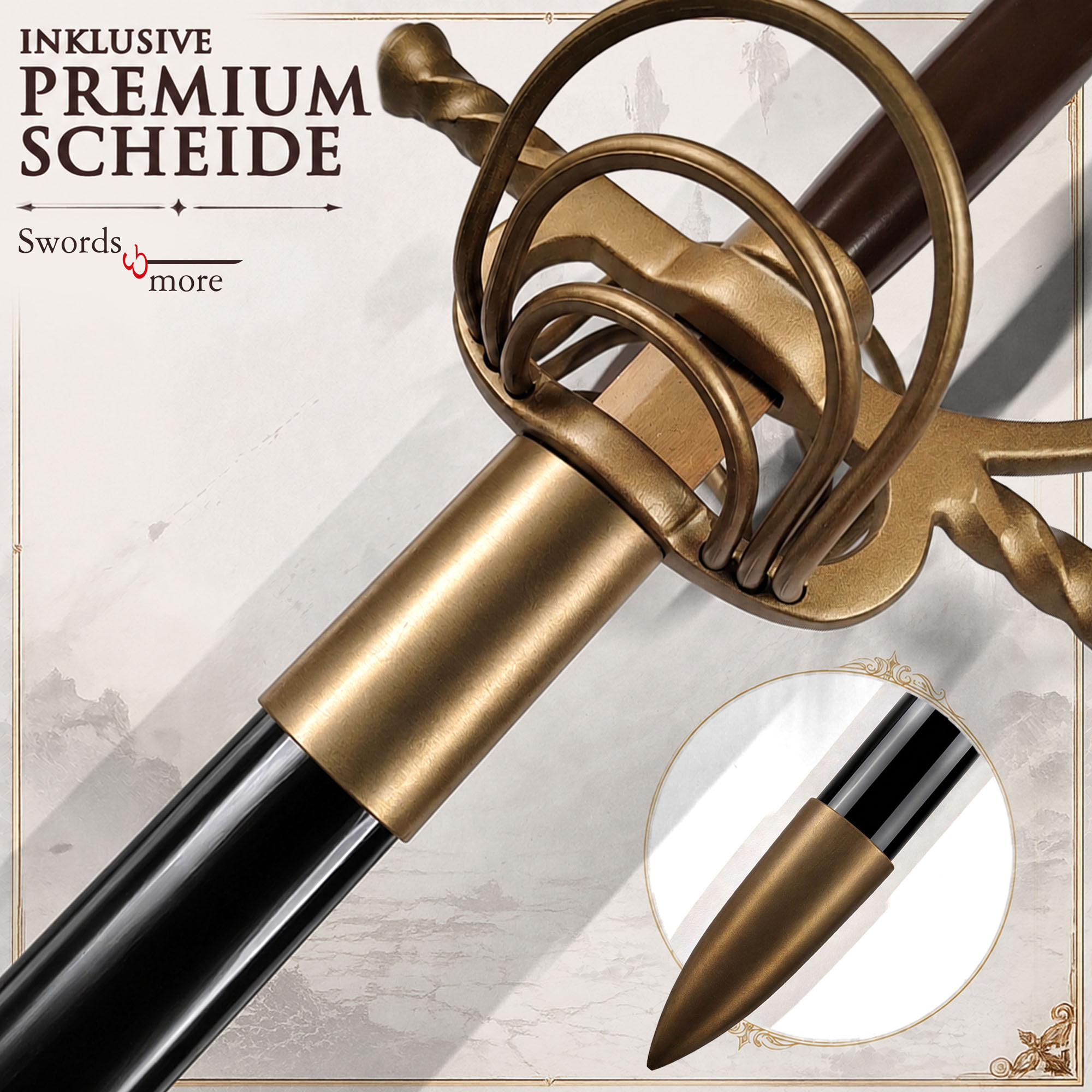 Clair Obscur Expedition 33: Maelles Rapier Stahl Replik & Holzscheide 117cm