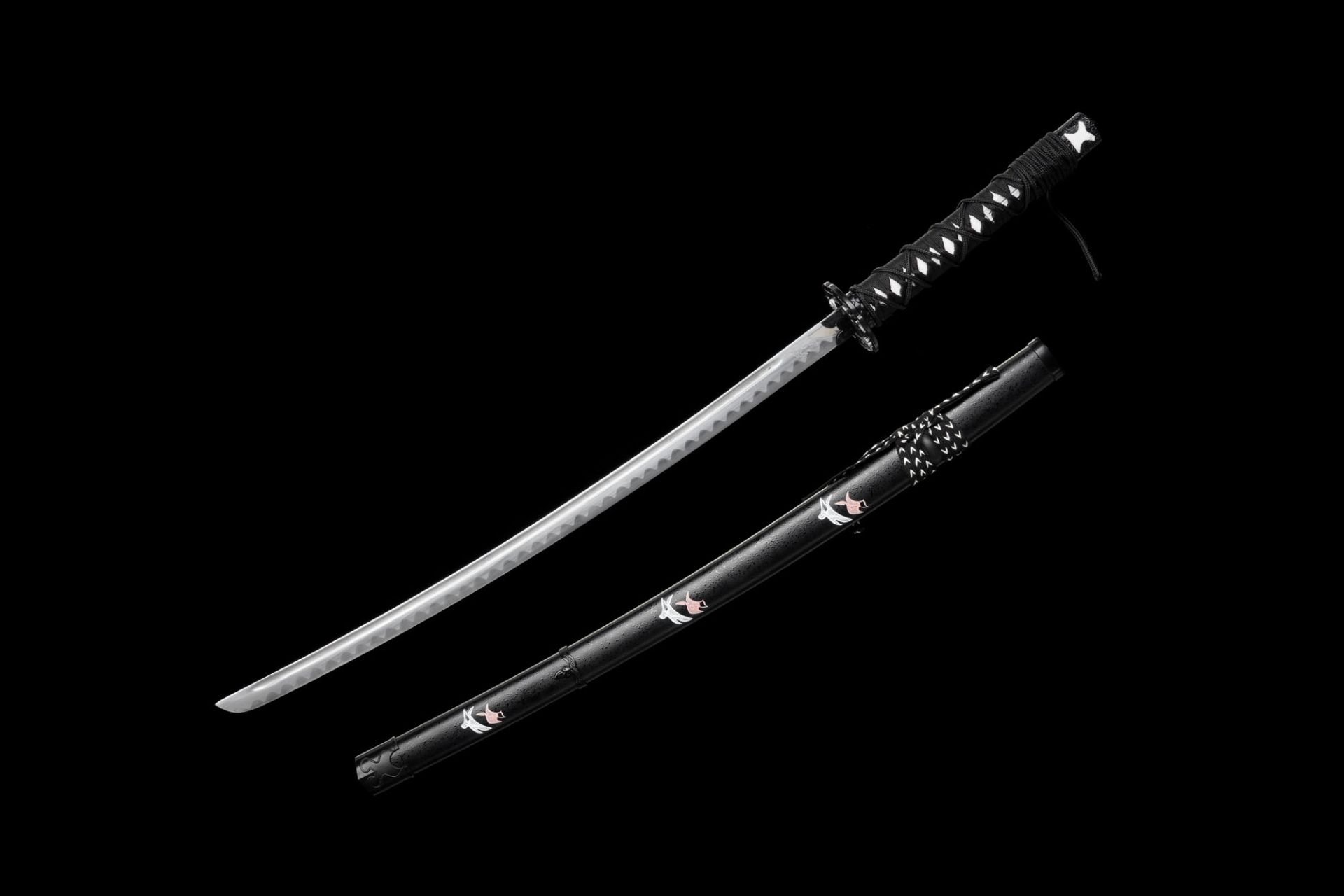 Ghost of Yōtei Katana The Dual 104,5cm | Atsu Schwert Replik aus Karbonstahl | Samurai Cosplay Waffe für Dual-Wielding | Anime Deko-Schwert inkl. Hartholz-Scheide