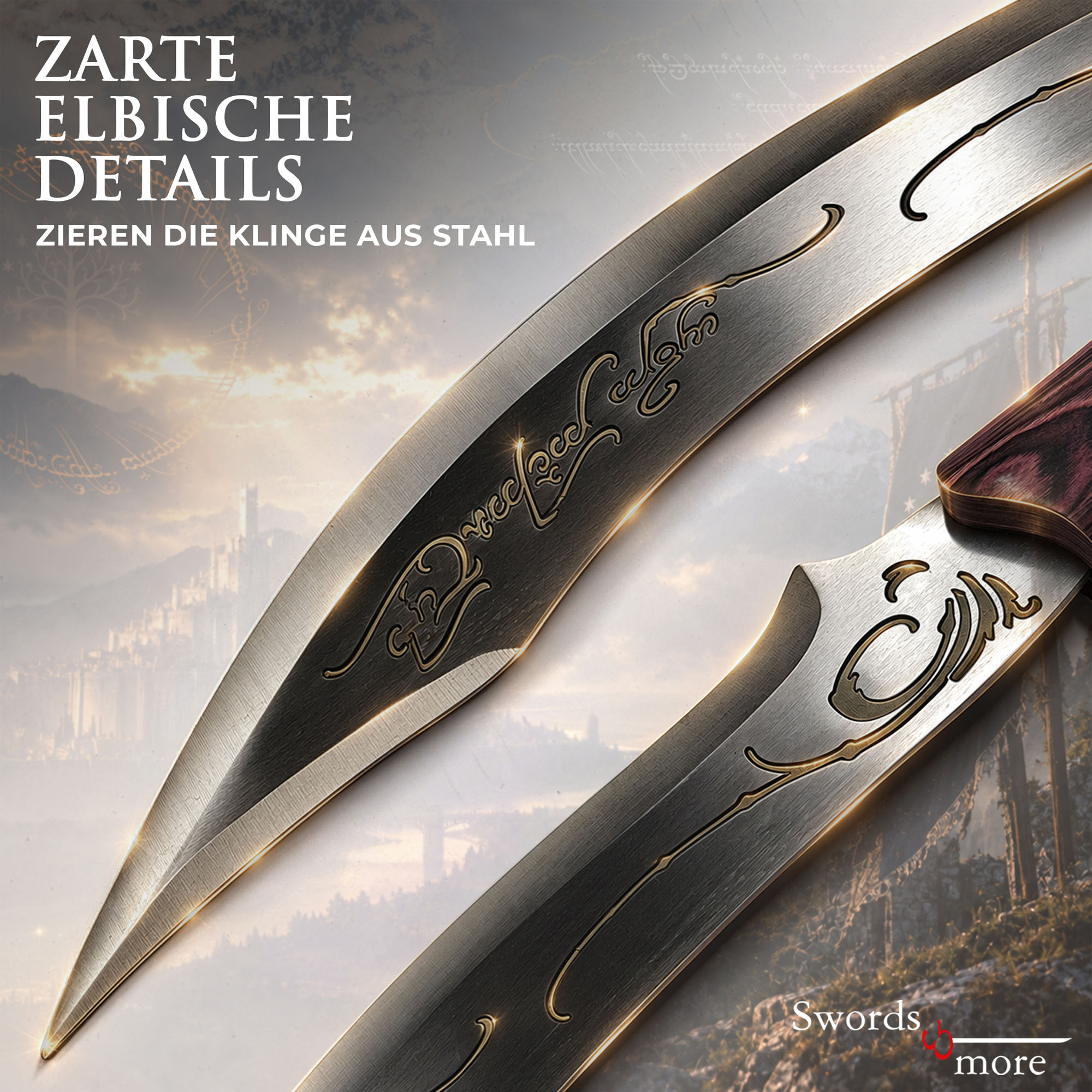 Herr der Ringe Aragorns Elben Dolch Replik Stahl Inkl Wandhalterung 53,5 cm