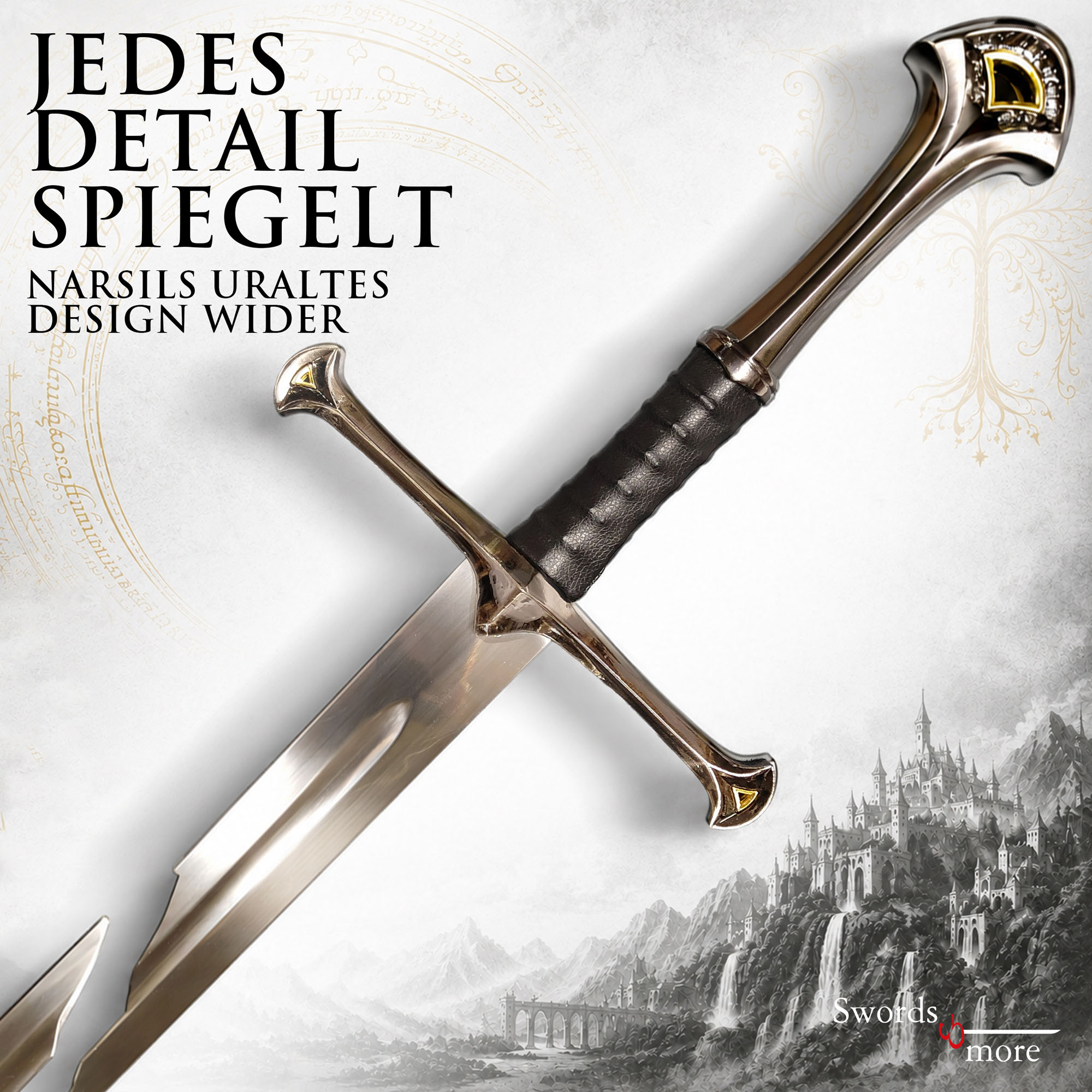 Herr der Ringe Bruchstücke von Narsil: Stahl Schwert Replik Isildurs 120 cm