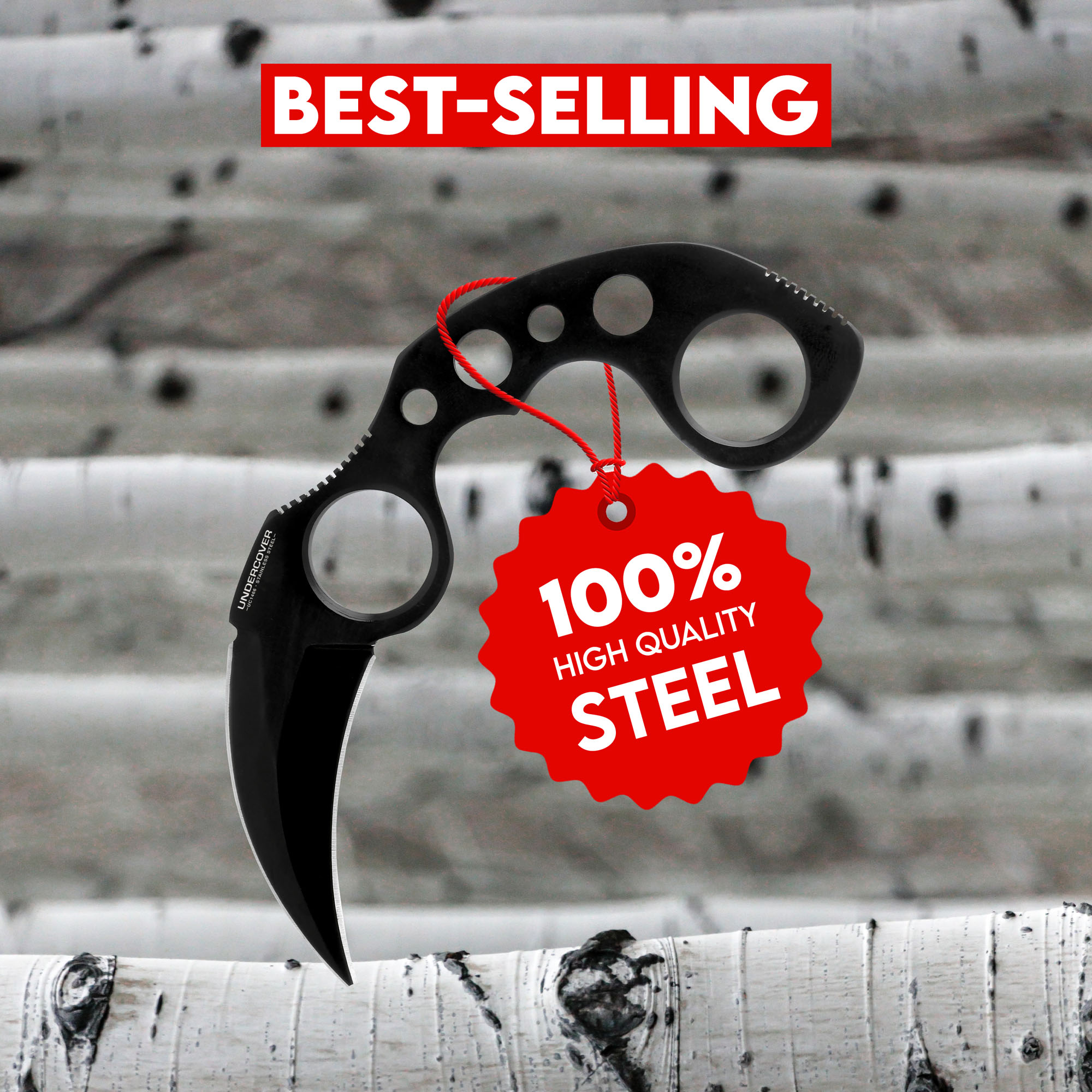 Undercover Karambit, Schwarz mit Scheide