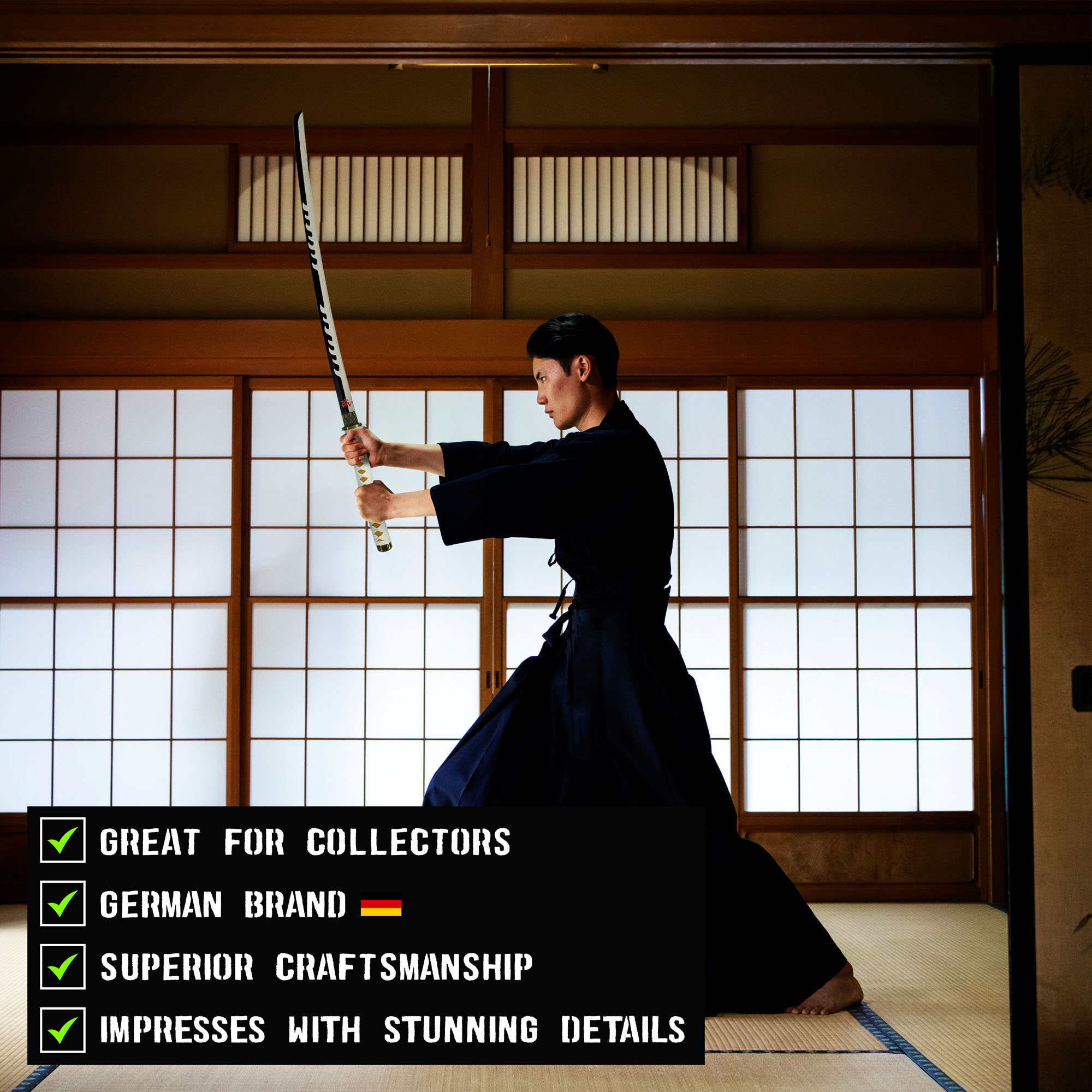 Demon Slayer - Tsugikuni Yoriichi's Schwert mit Scheide, Demon Slayer Katana, Stahl Schwert, Samurai Schwerter echt, Demon Slayer Schwert, Demon Slayer Cosplay, Animefans, Anime Schwert
