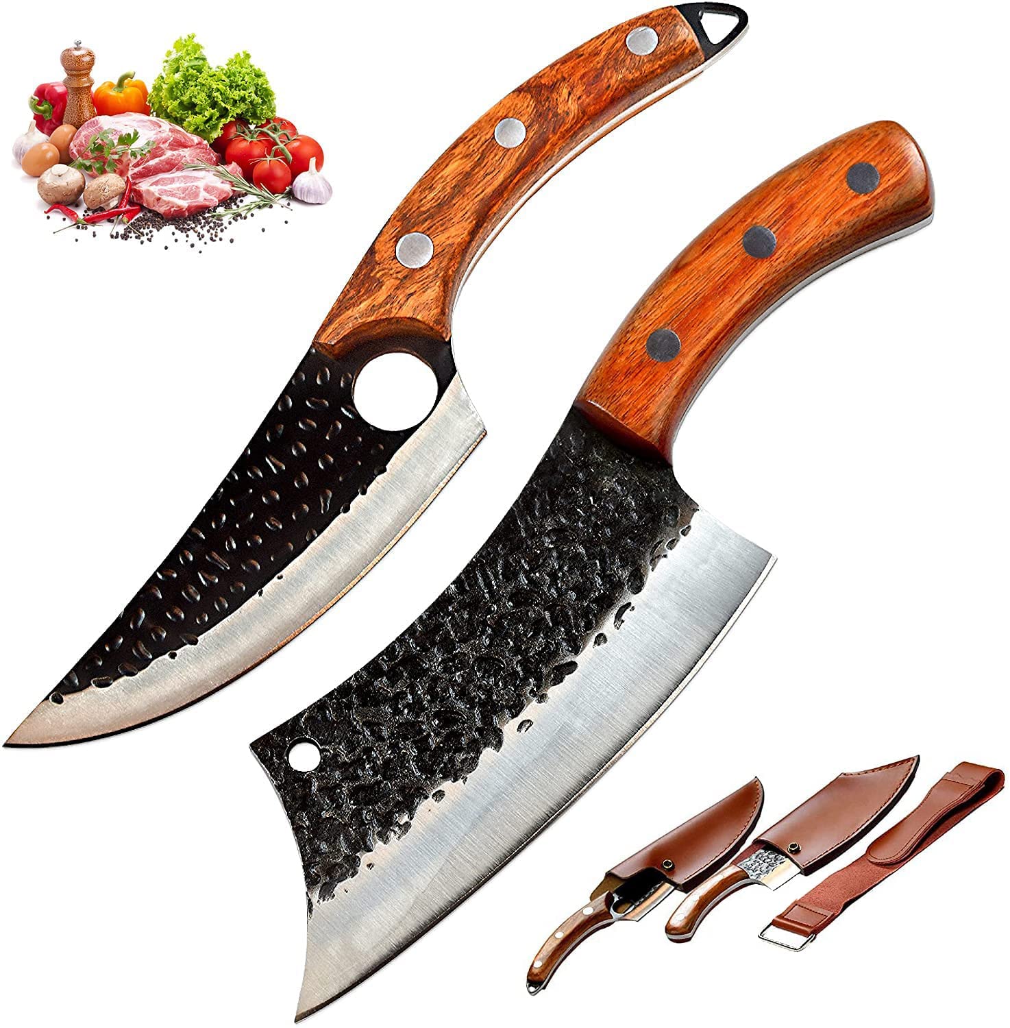 2er Serbische Küchenmesser-Set (Metzgermesser & Hackmesser)