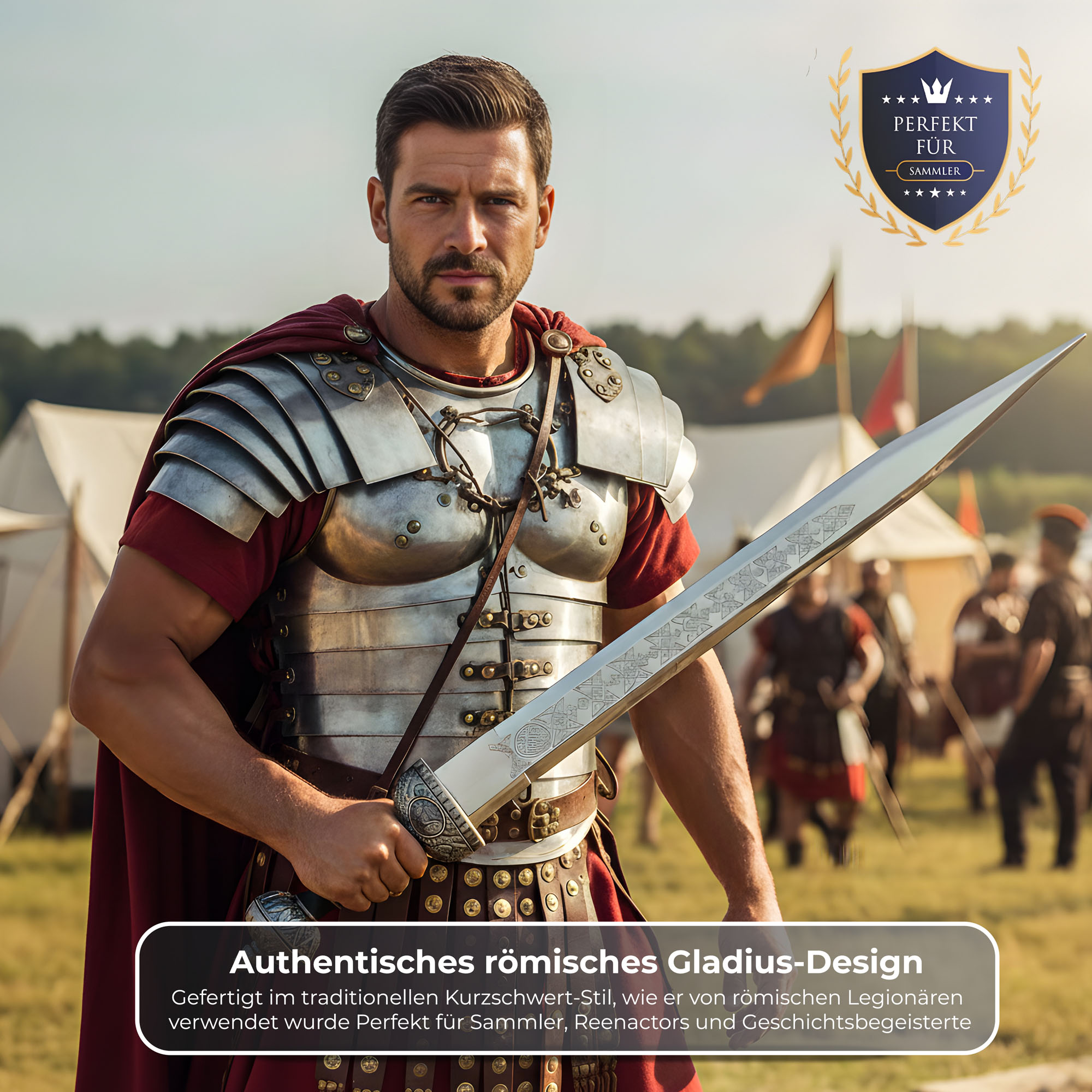 Römisches Gladius Schwert 76cm | Massives Kurzschwert der Römischen Legion (1,2kg Stahlklinge) | Historische Militaria Replik mit Holzscheide & Metallbeschlägen
