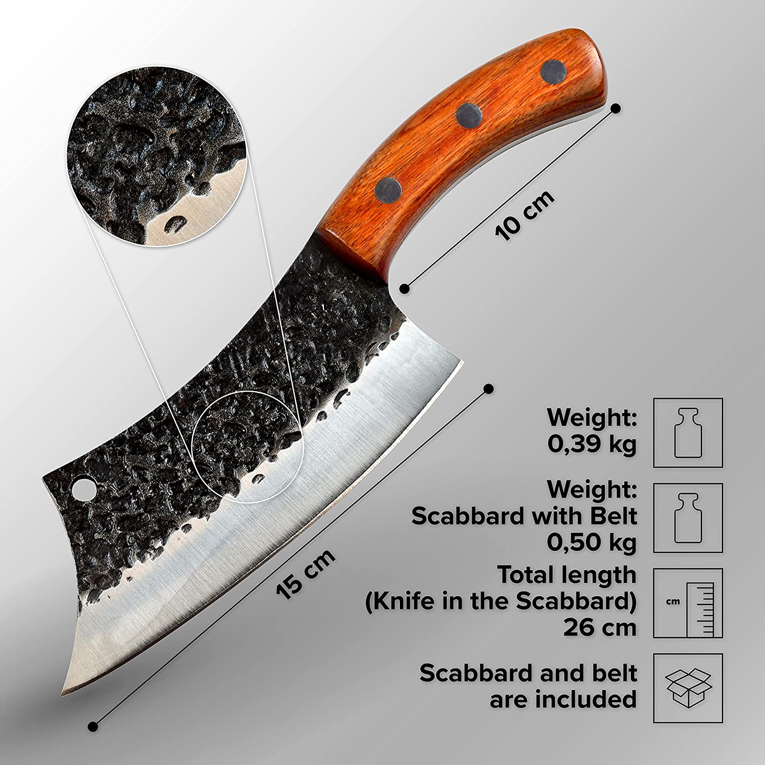 2er Serbische Küchenmesser-Set (Metzgermesser & Hackmesser)