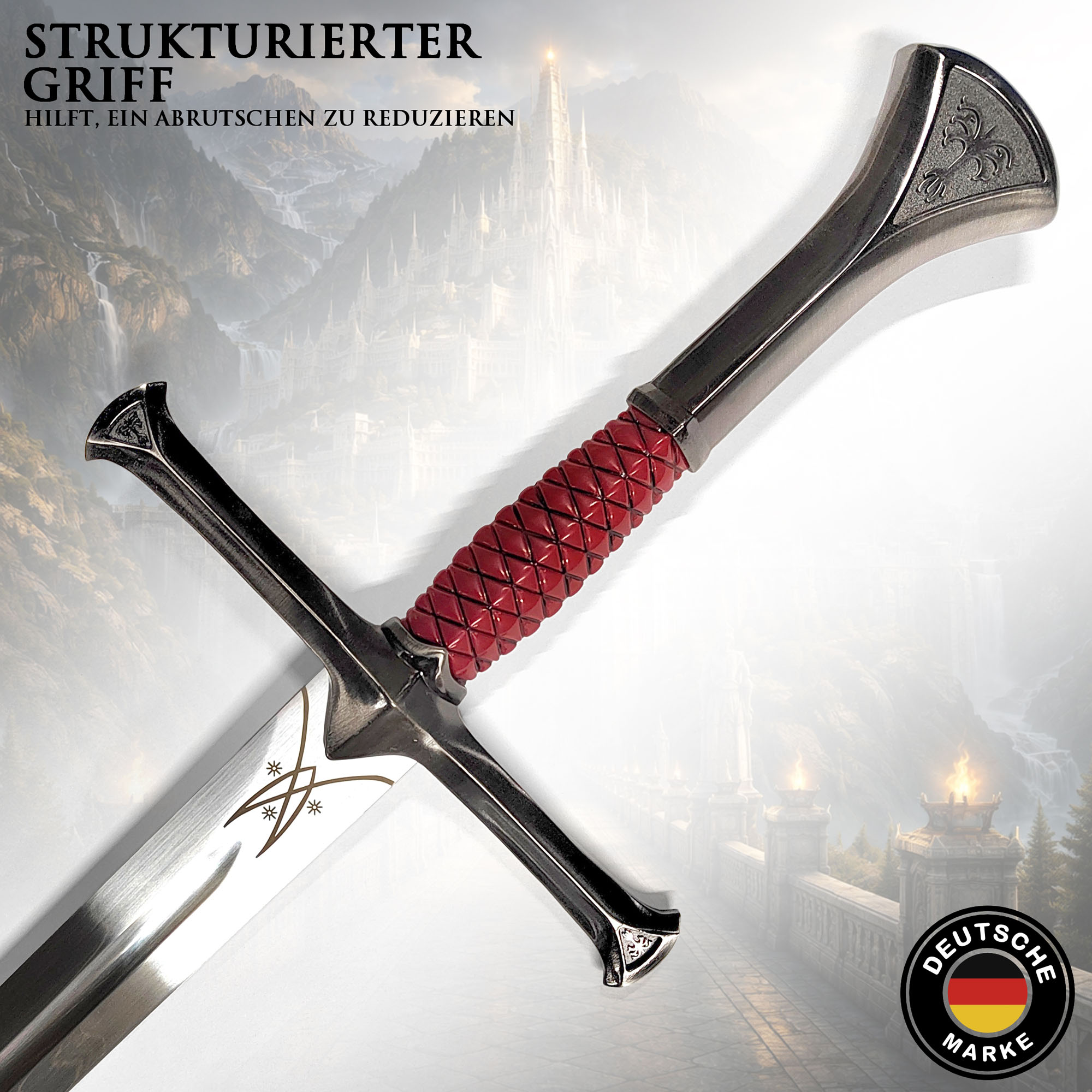 Herr der Ringe Isildur Schwert 119cm | Numenor Langschwert Replik aus Stahl mit Wandhalterung | Gondor Königswaffe für Sammler | LOTR Wanddeko