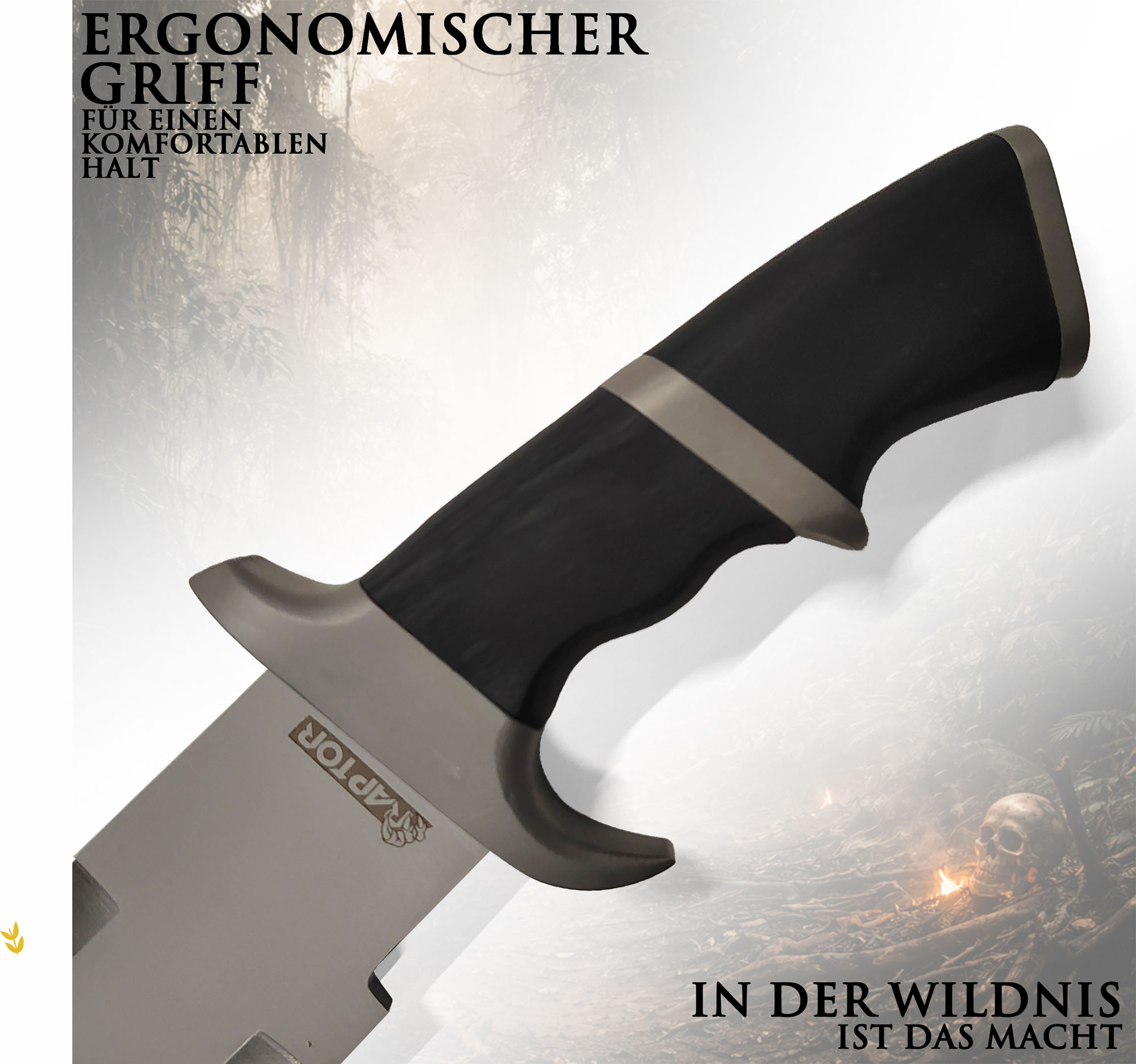 Predator Machete 52 cm mit Scheide – Dutch Schaeffer Messer Replik aus Predator Film – Edelstahl Klinge Outdoor Machete Sammlerstück Cosplay