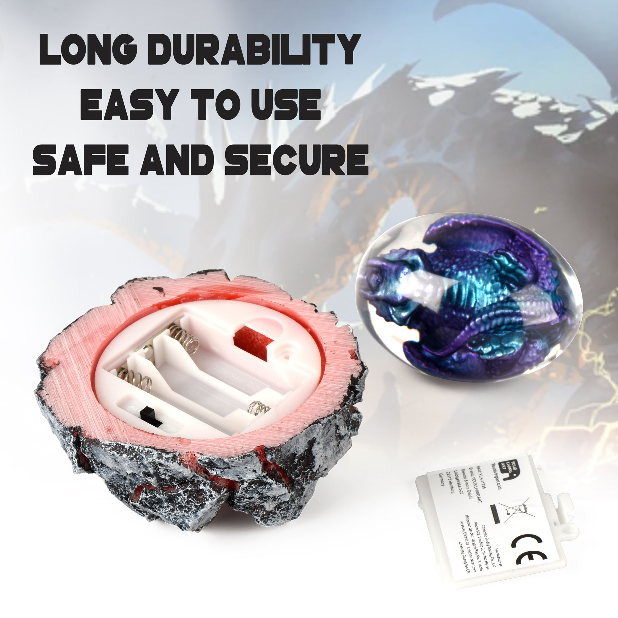 Lava Drachenei Lampe, blau
