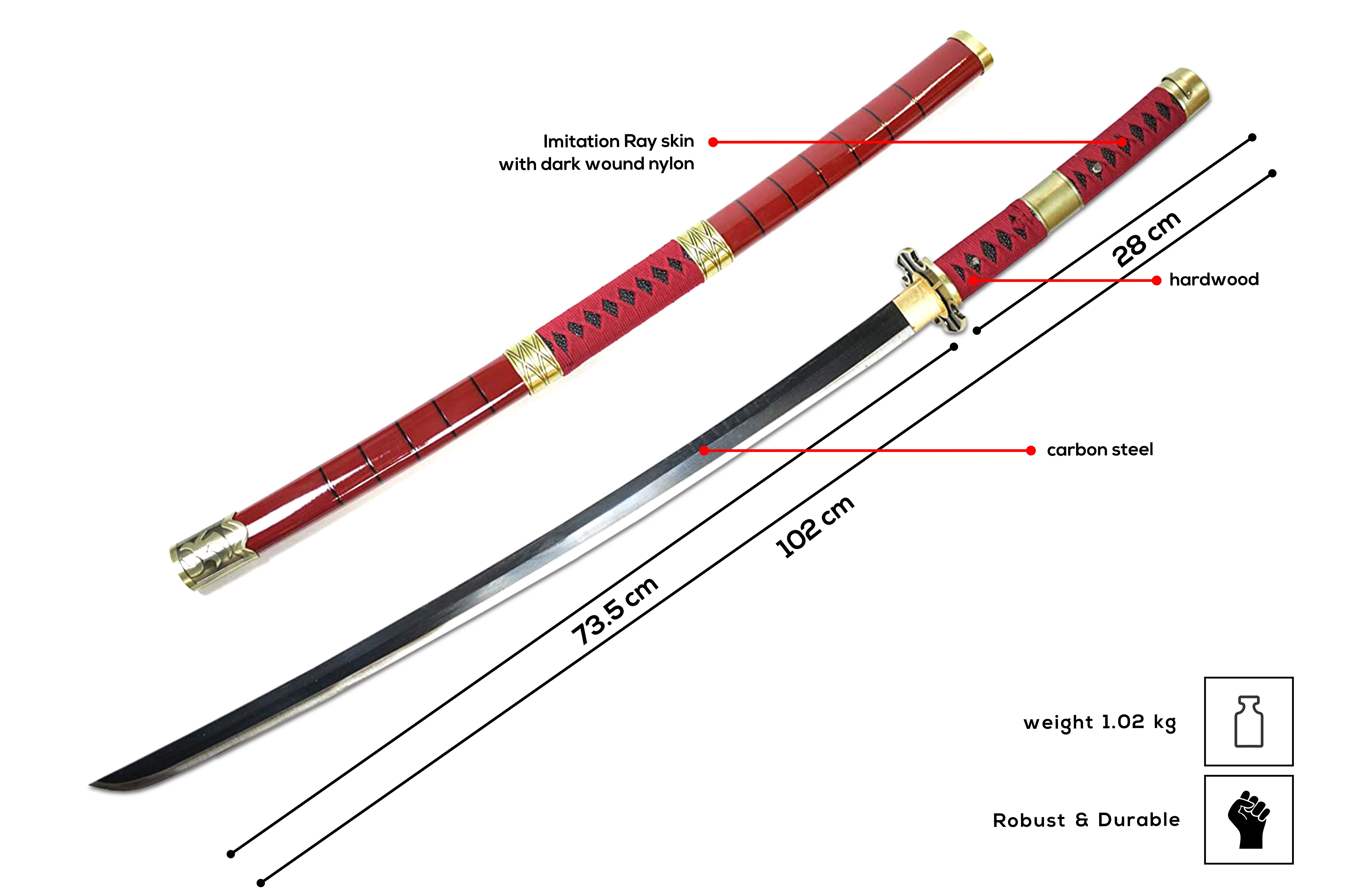 One Piece Roronoa Zoro Katana - handgeschmiedet&gefaltet, Set