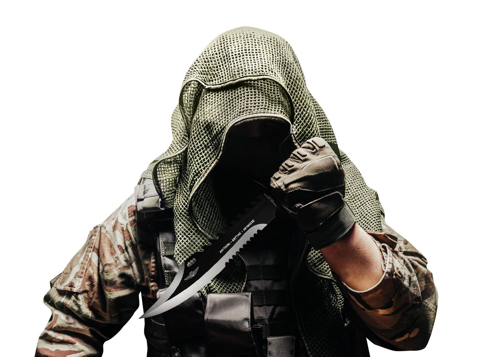 Anytime Anywhere Marine Recon Bowie und Scheide