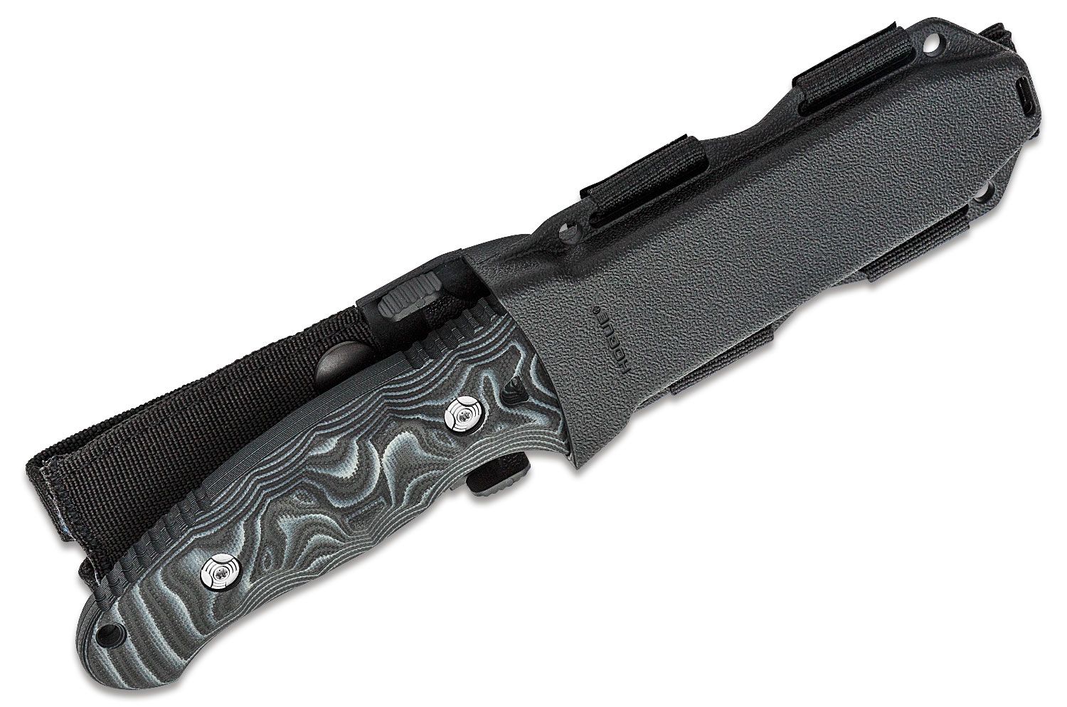 EX-F02, 154CM Stonewashed-Clip-Point-Klinge, schwarzer G-Mascus-Griff