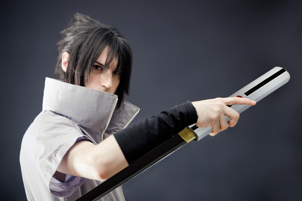 Sasuke Uchiha Anime Katana - handgeschmiedet&gefaltet, Set, Kusanagi, Carbon Stahl mit Scheide 101cm, Ninja Schwert, Anime Schwert mit Schwertpflegeset für Kostüm & Anime Geschenke
