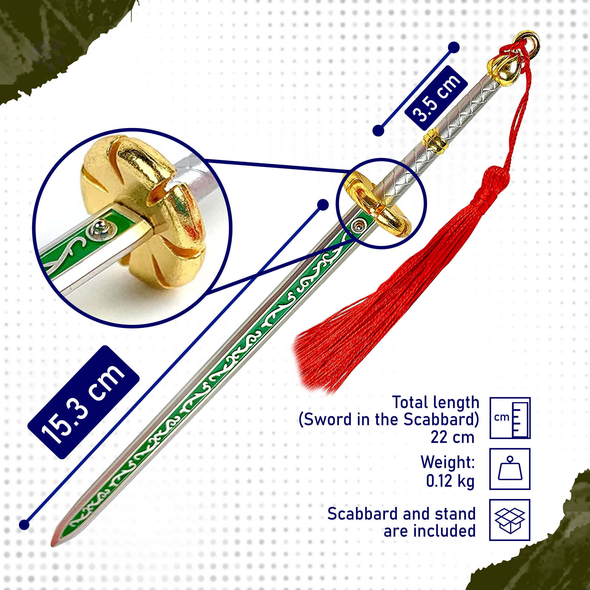 One Piece – Shichiseiken Samuraikatana, Brieföffner-Schwert mit Scheide und Ständer
