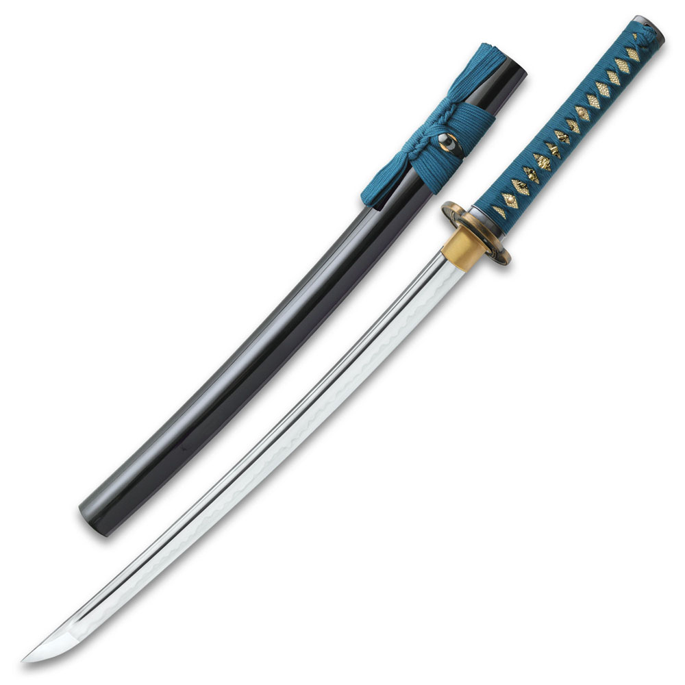 Shikoto Hammergeschmiedetes Longquan Master Teal Wakizashi