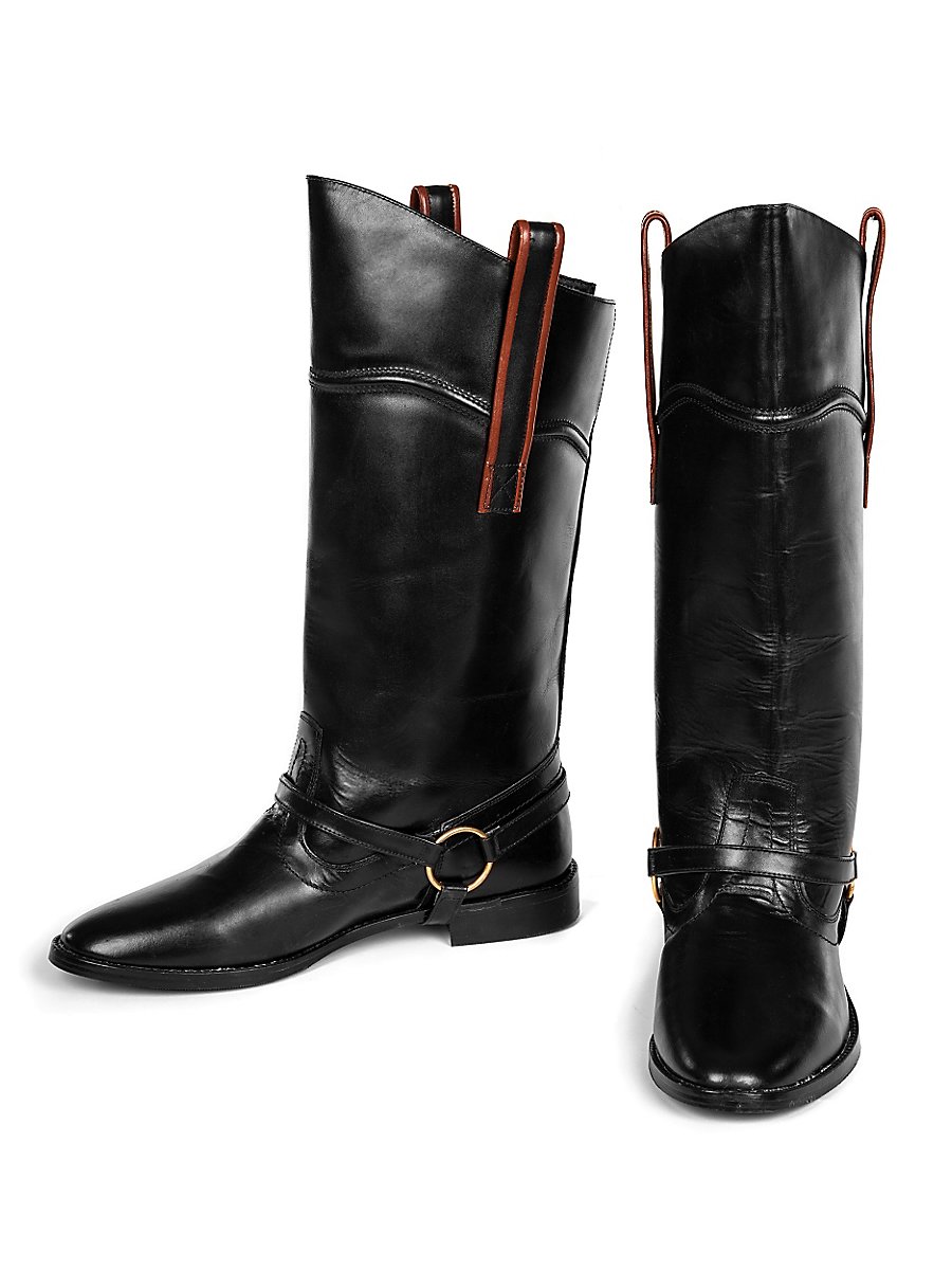 Schwarze mittelalterliche Stiefel, Größe 42
