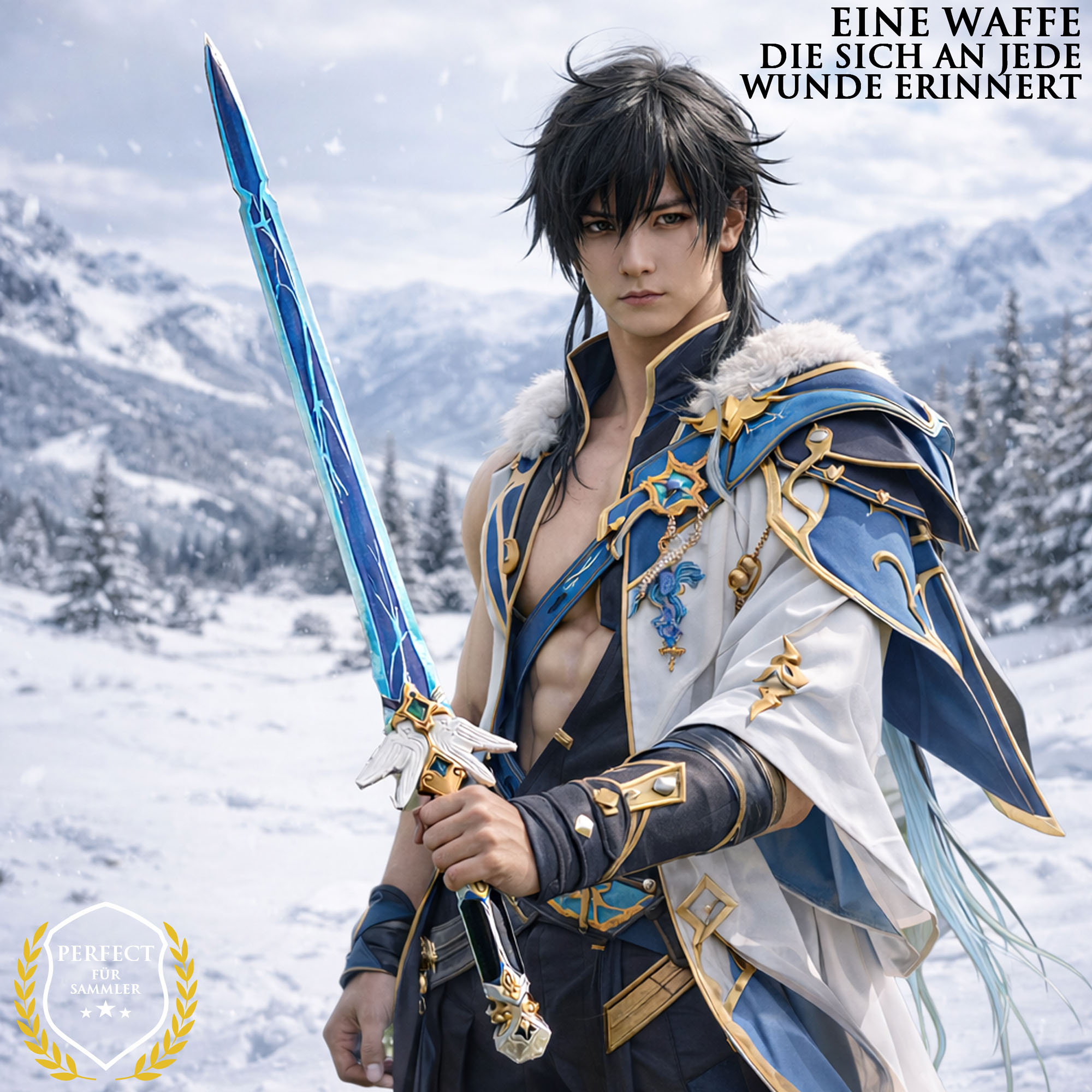 Honkai: Star Rail Yanqing Schwert 104,5cm | Edelstahl Replik mit PU-Scheide | Xianzhou Luofu Cosplay Waffe & Gaming Deko | HSR Merch