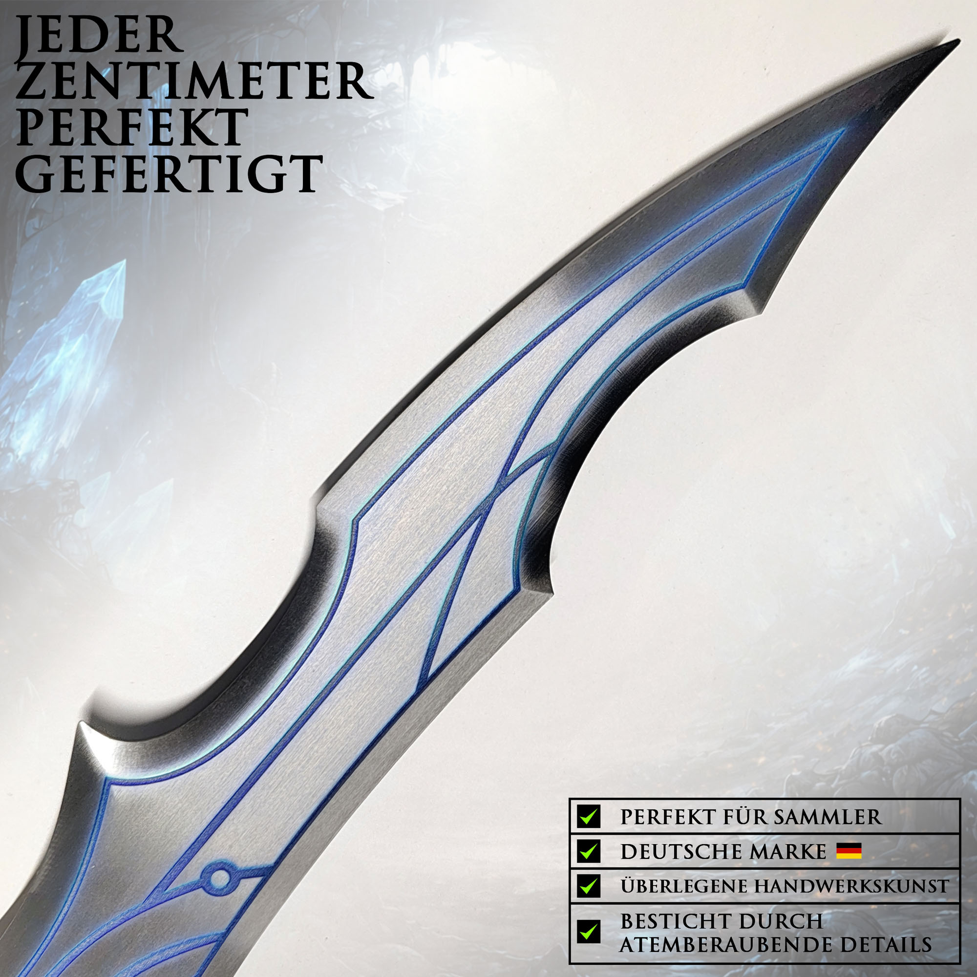 Solo Leveling Night Blade Moon Shadow Schwert Silber 71,5 cm – Anime Replik mit Ständer – Edelstahl Klinge Cosplay Deko Sammlerstück