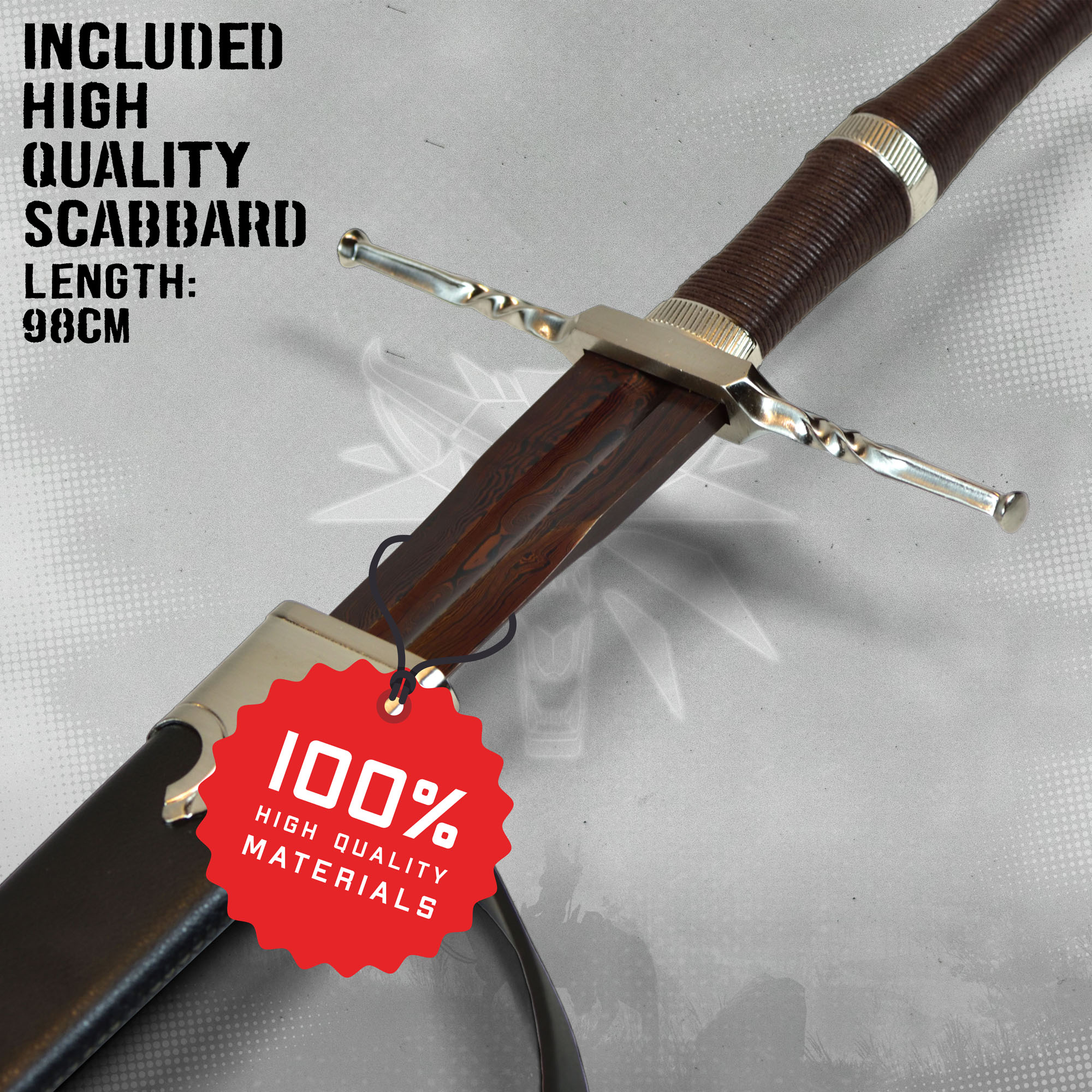 Witcher - Gefaltetes Stahl Schwert mit Scheide, handgeschmiedet Blutdamast Edition